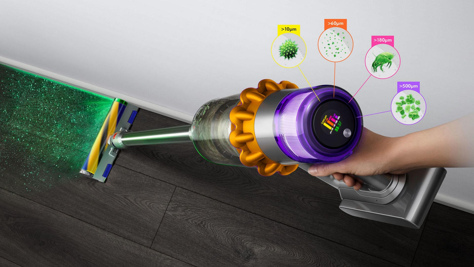 Dyson Aspirateur à main V15 Detect Absolute / 446986-01 Nickel, jaune