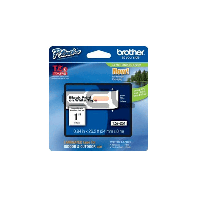 Brother Ribbon TZE-251CIV / TZE251CIV Black on White 20-Pack
