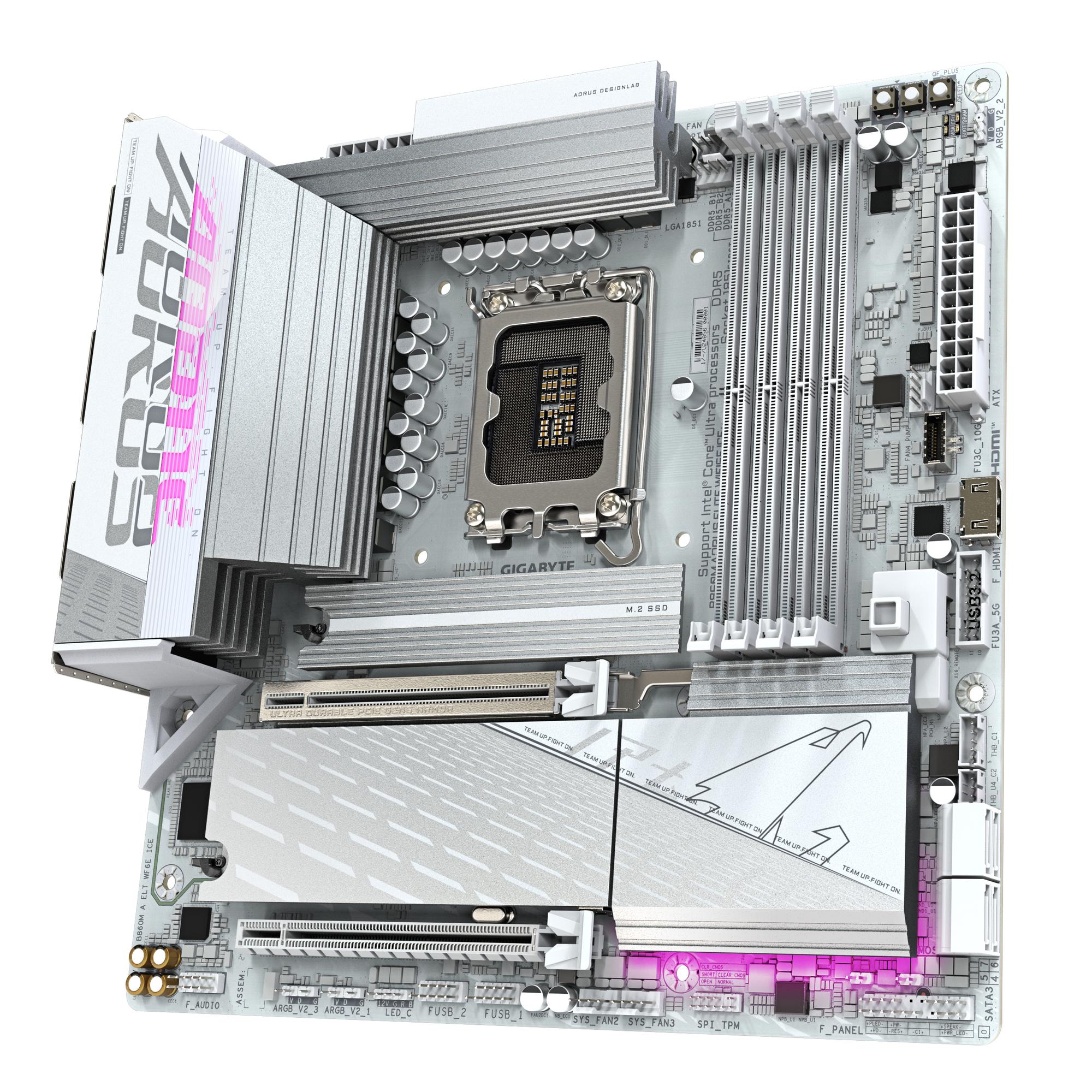 GIGABYTE Mainboard B860M AORUS ELITE WIFI6E ICE / B860M A ELT WF6E ICE White