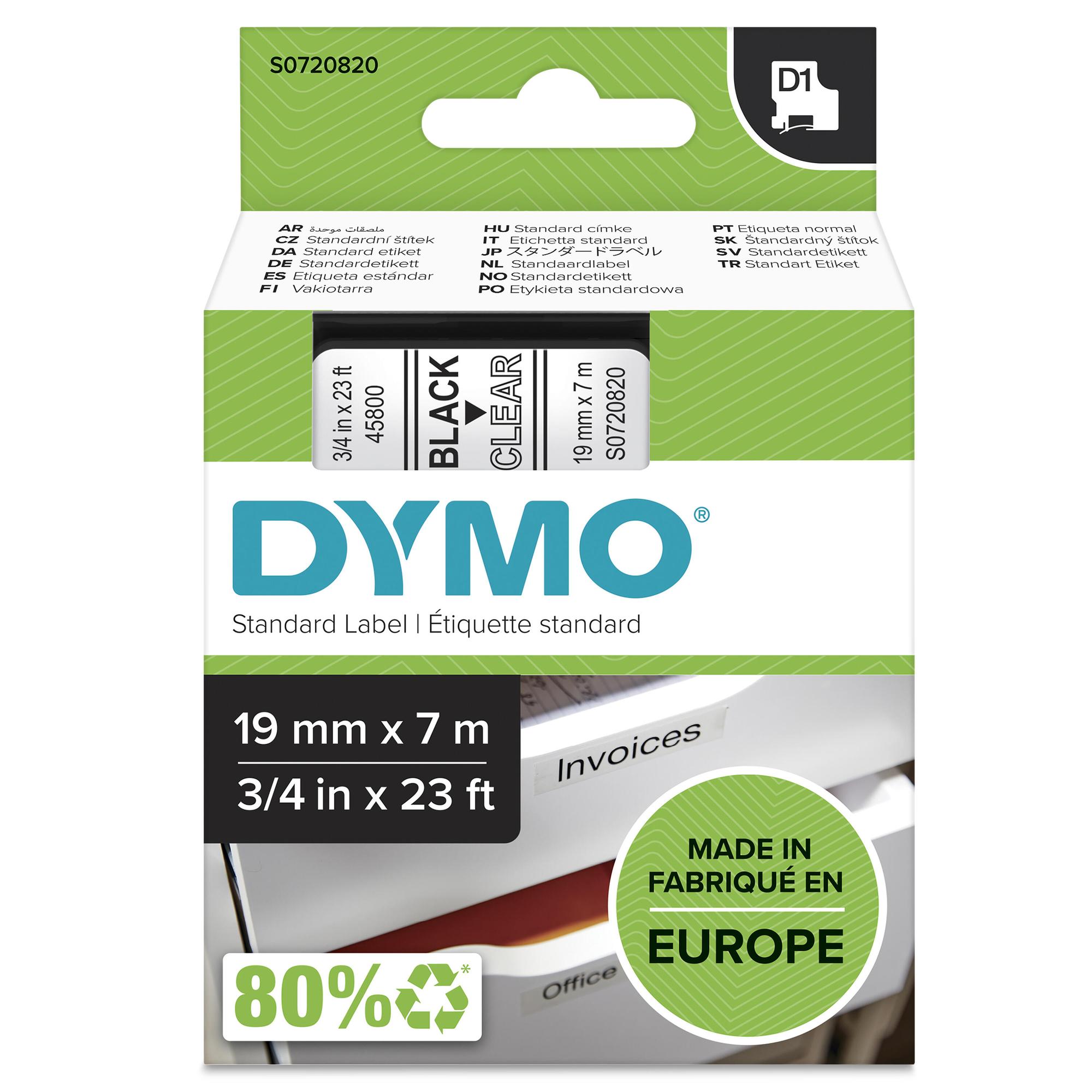 DYMO Cinta de color 45800 / S0720820 Negro sobre transparente