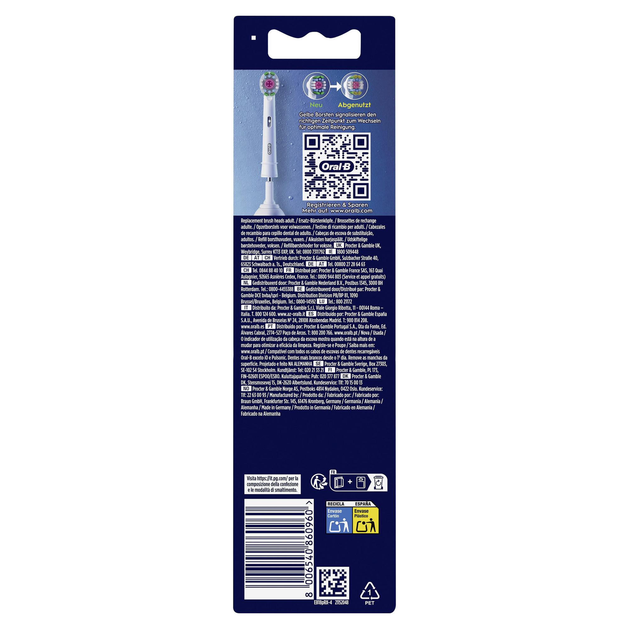 Oral-B Spazzolino da denti collegabile Pro 3D / 860960 Bianco 4-Pack