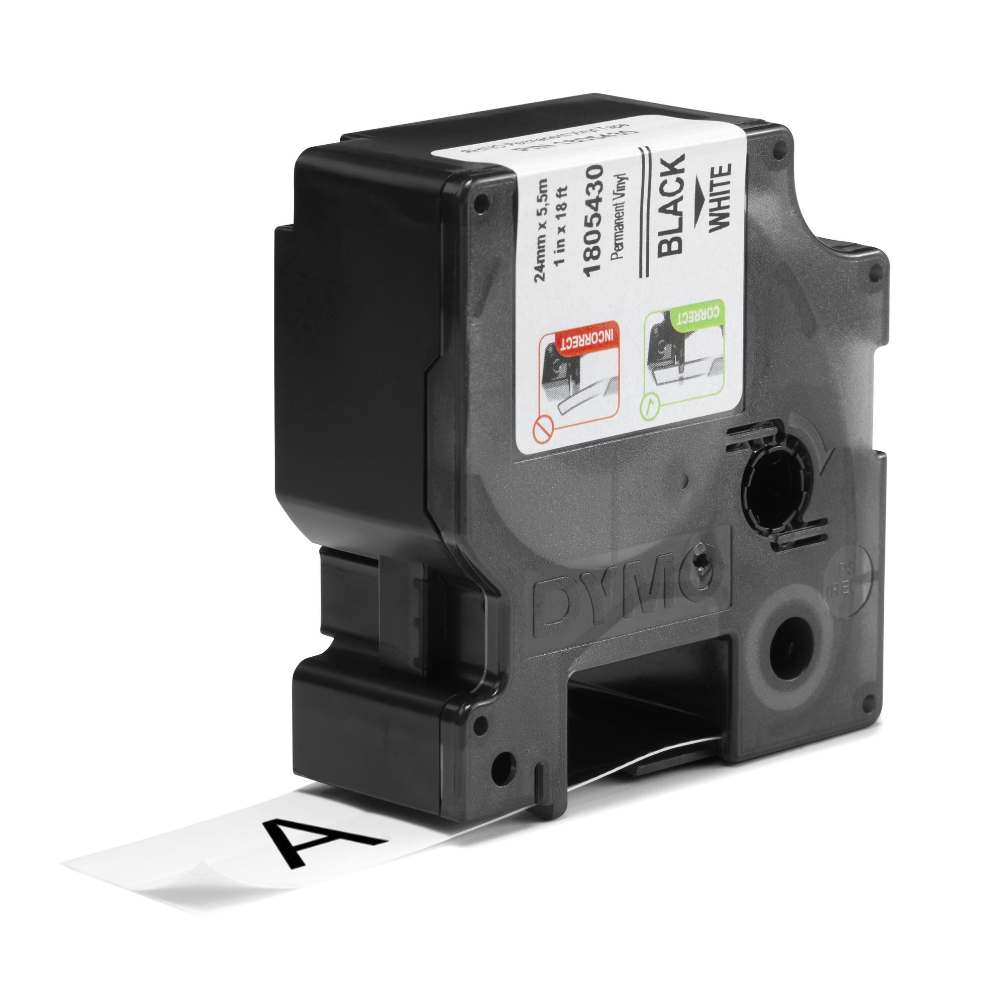 DYMO Cinta de color Rhino Industrial Vinyl / 1805430 Negro, blanco XXL