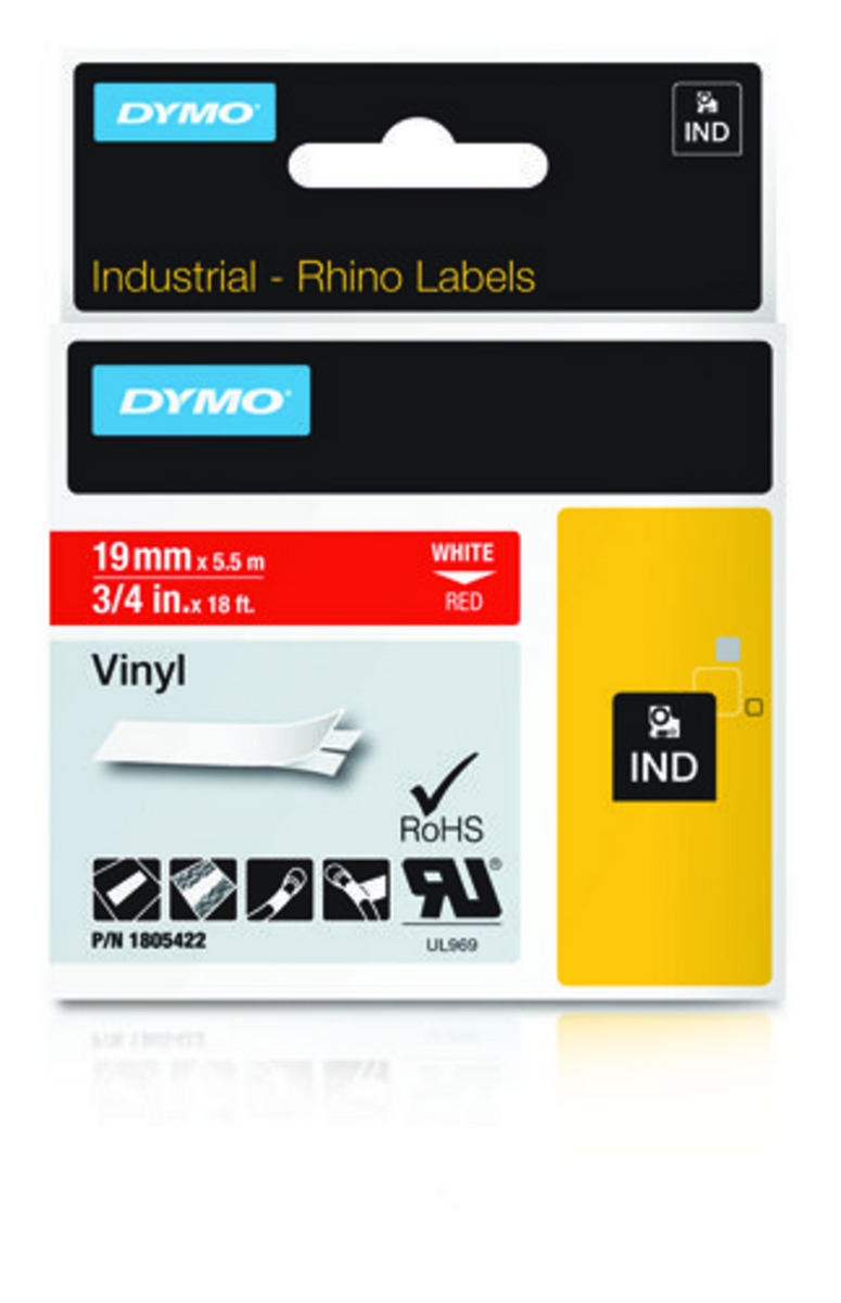 Dymo Cinta Rhino Industrial Vinyl / 1805422 Blanco sobre Rojo XL