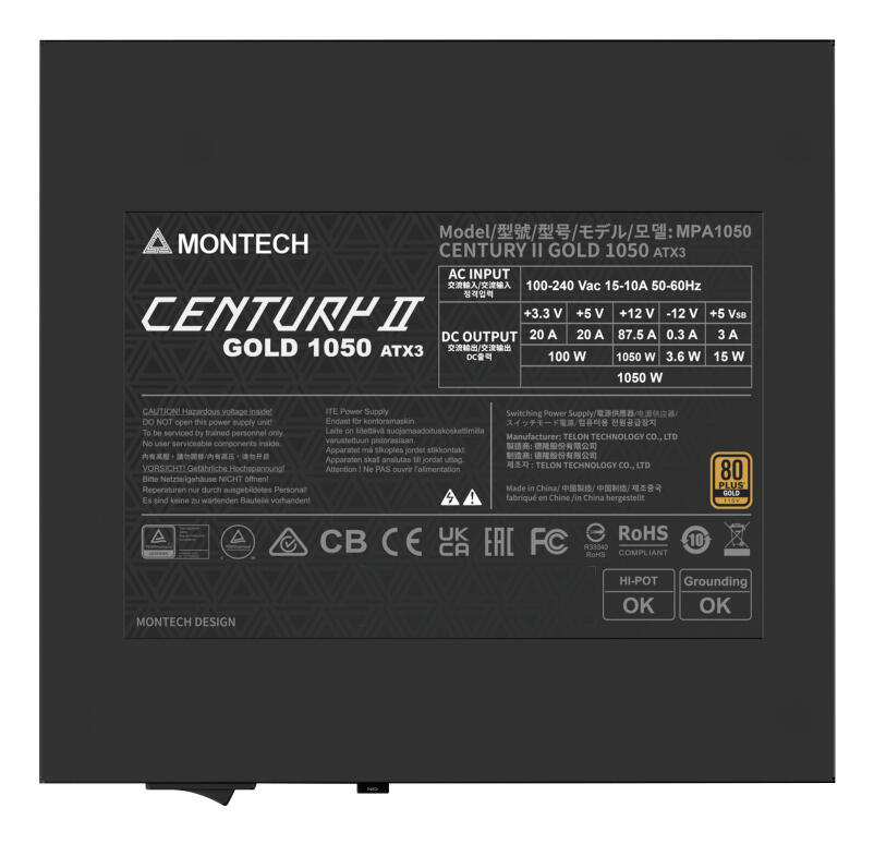 Montech PC power supply unit CENTURY II 1050W / CENTURY II 1050W Silver