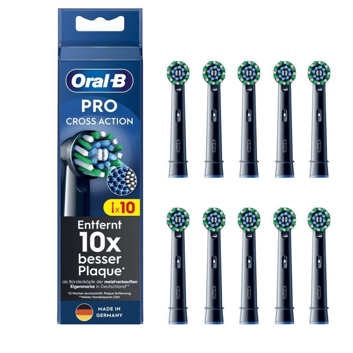 Oral-B Aufsteckzahnbürste 10x Cross / 860465 Schwarz 10-Pack