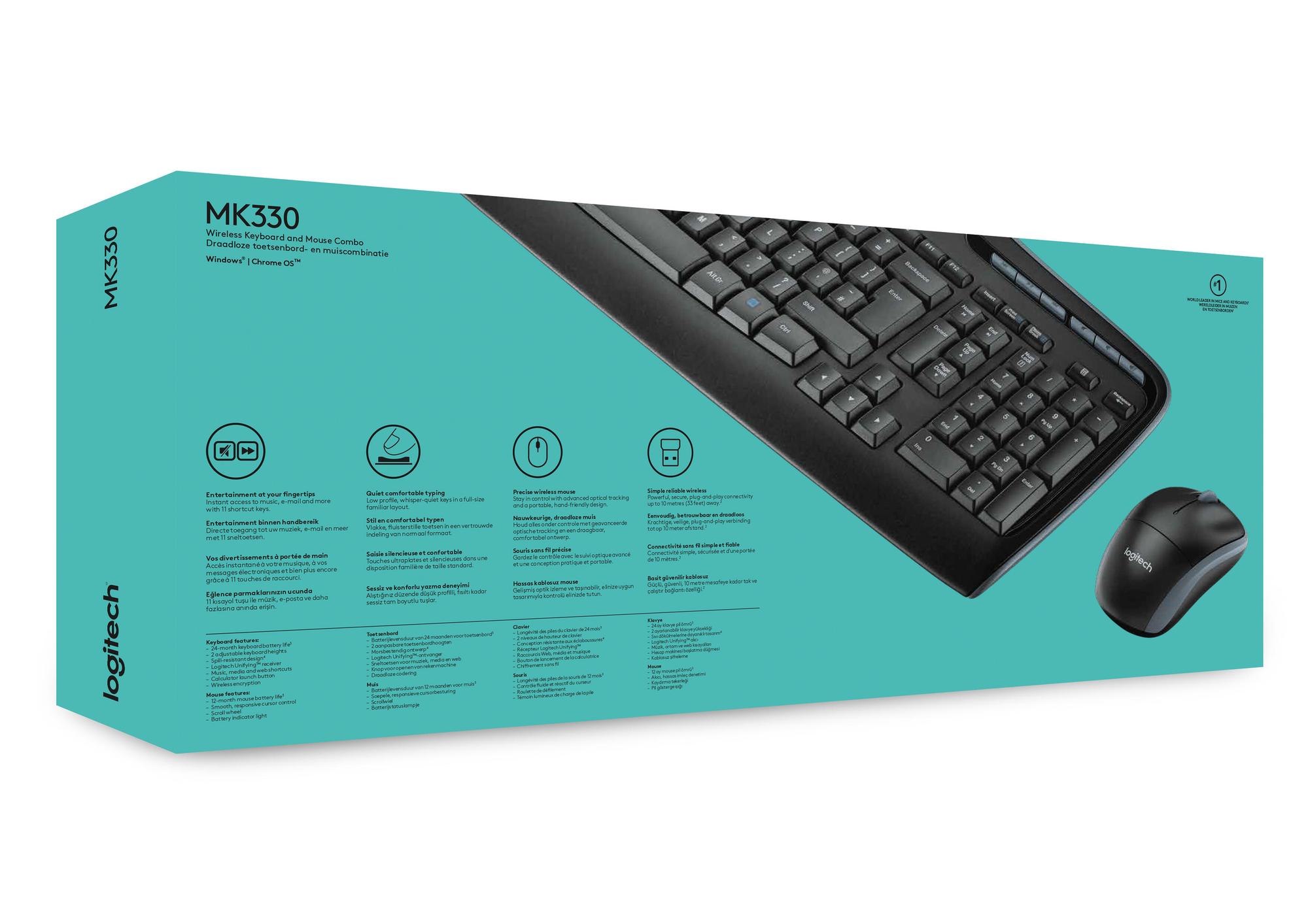 Logitech Set de ratón y teclado MK330 / 920-003989 Negro