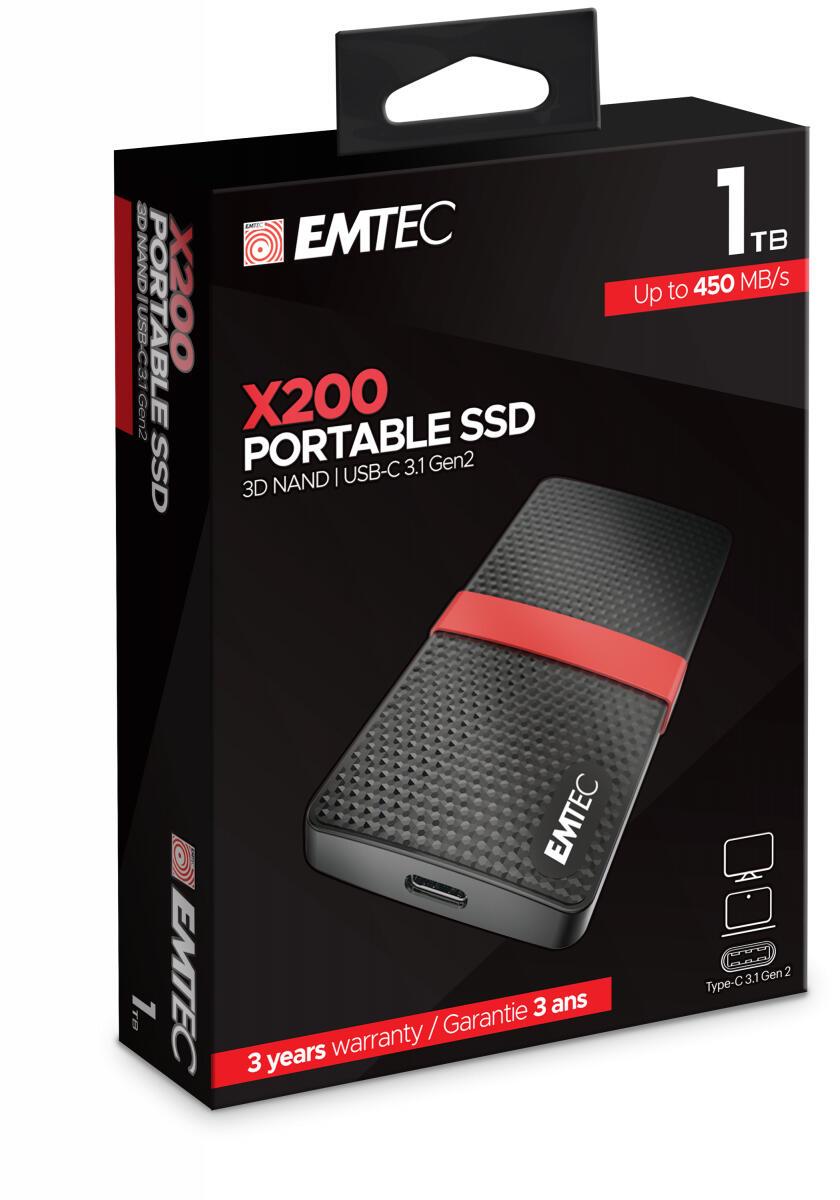 Emtec SSD esterno X200 1TB / ECSSD1TX200 Nero, rosso XL