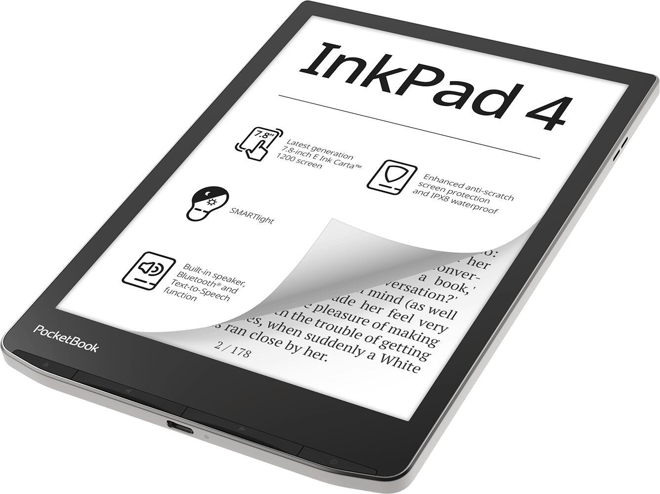 PocketBook lettore di eBook InkPad 4 EU / PB743G-U-WW Nero, argento L 19,8 cm (7,8")
