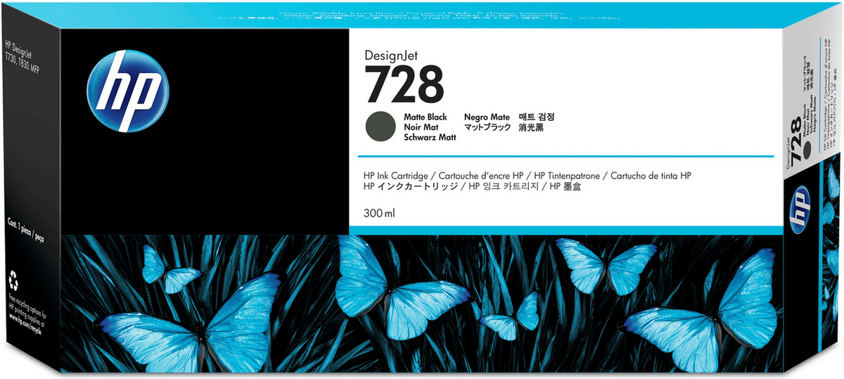 HP Tinta 728 / F9J68A Negro Mate XXL