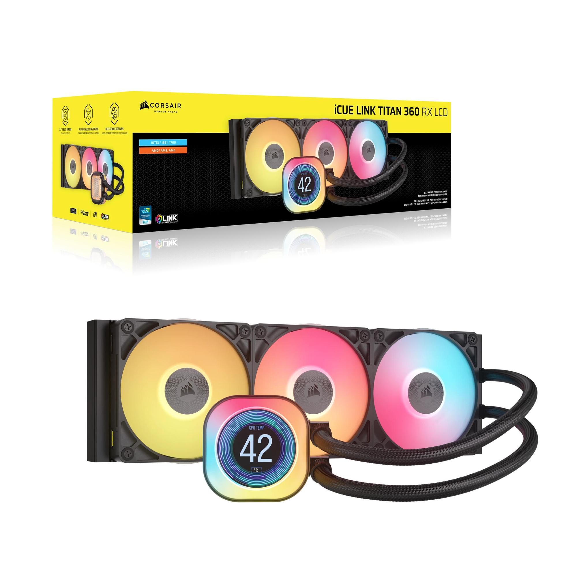 Corsair Raffreddamento ad acqua iCue LINK Titan 360 RX LCD RGB / CW-9061023-WW Nero