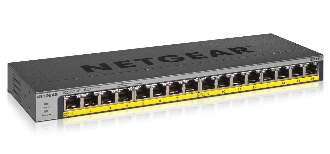 Netgear Switch GS116LP / GS116LP-100EUS Schwarz