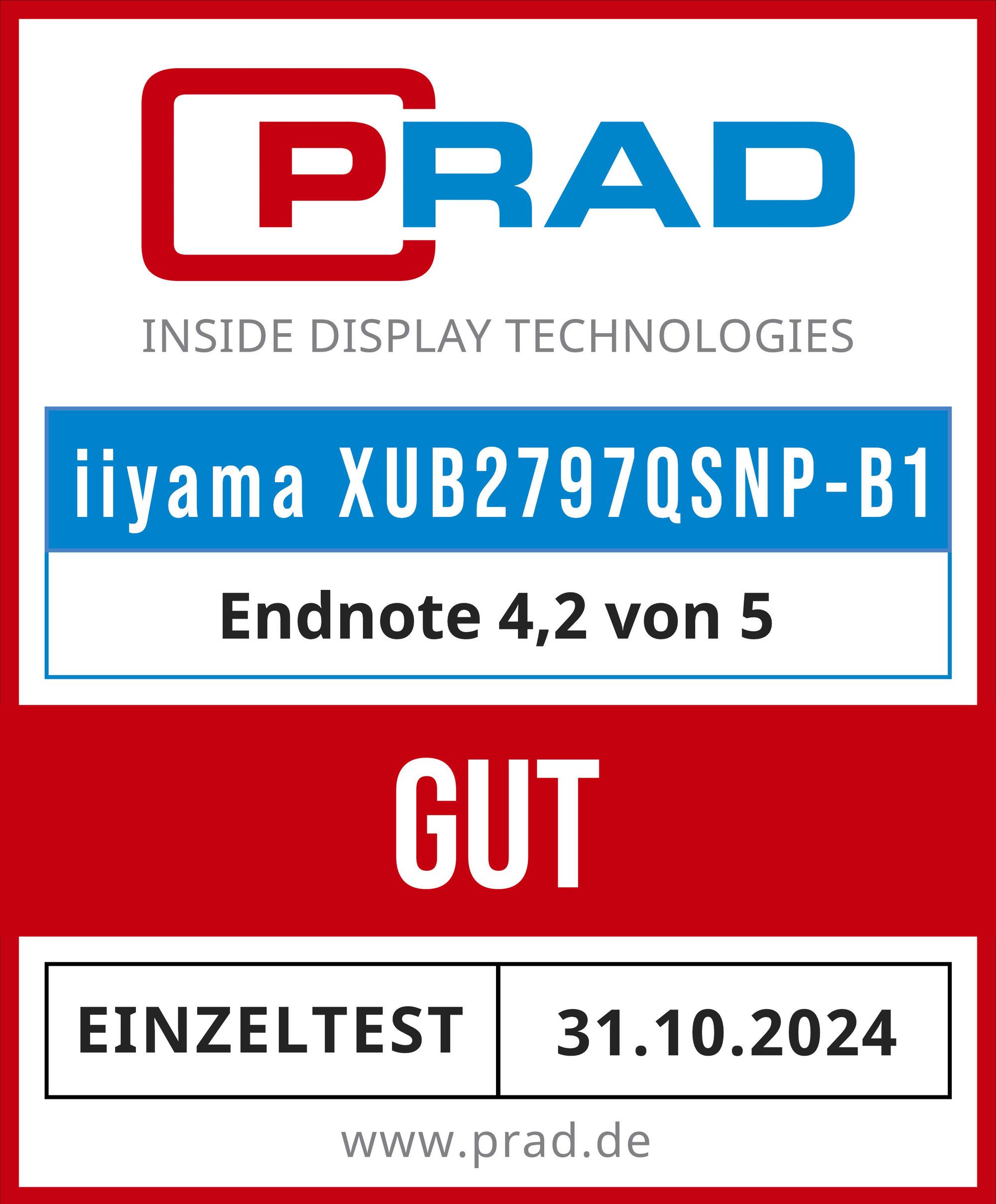 iiyama Monitor XUB2797QSNP-B1 / XUB2797QSNP-B1 Negro 68,6 cm (27")