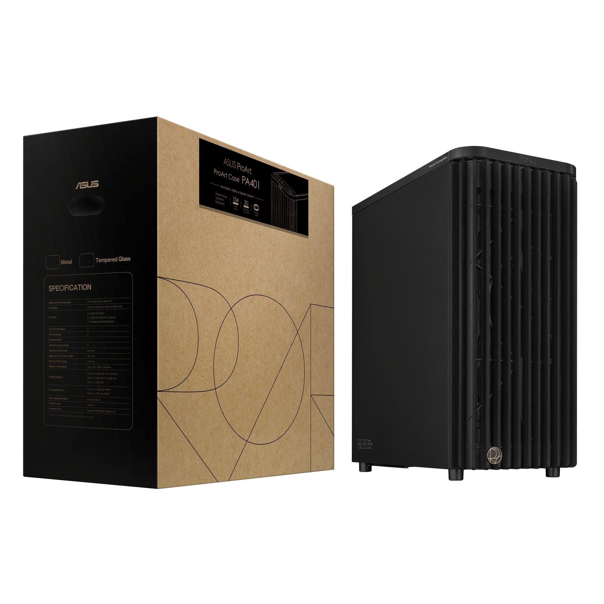 ASUS PC-Gehäuse ProArt PA401 Wood Ed. / 90DC00M0-B39010 Schwarz