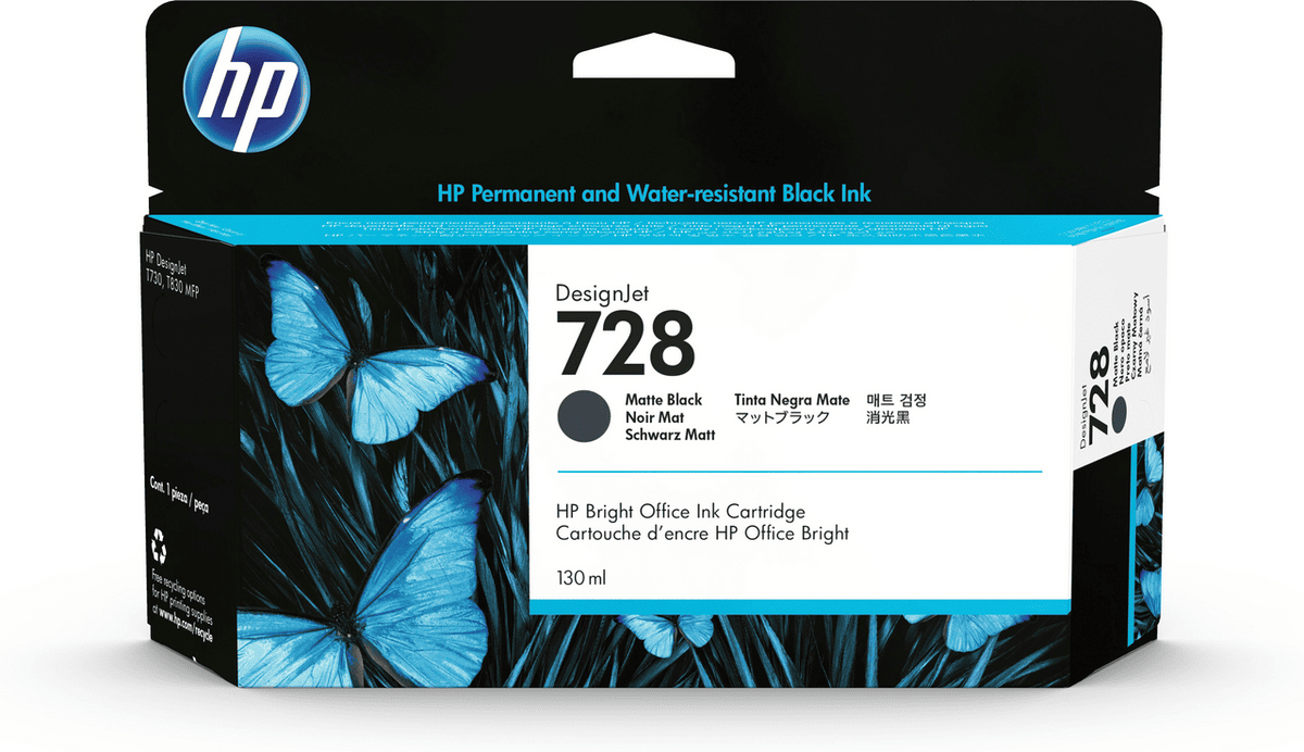 HP Tinta 728 / 3WX25A Negro Mate XL