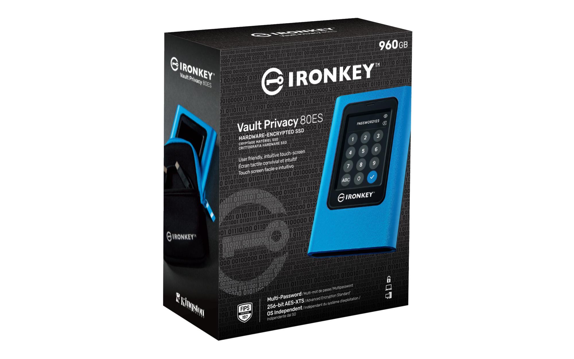 Kingston SSD esterno IronKey Vault Privacy 960GB / IKVP80ES/960G Blu