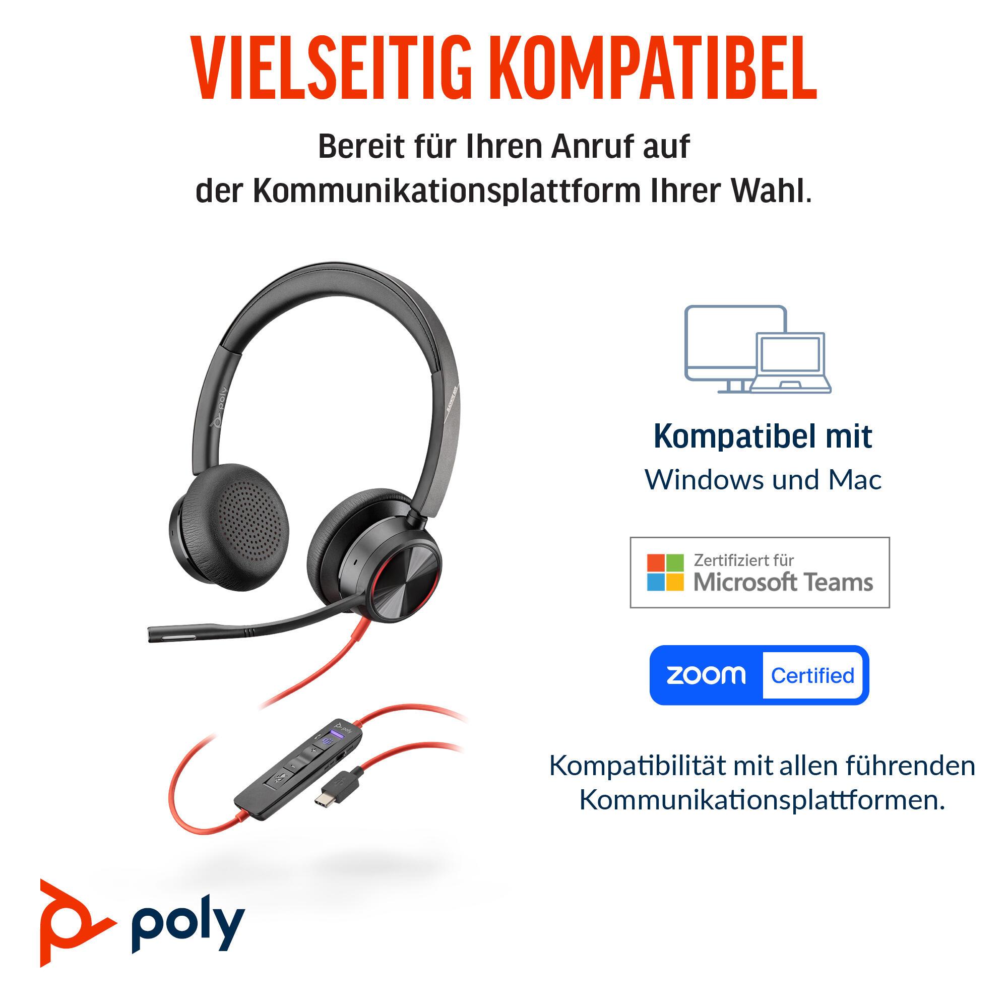 Plantronics/Poly Auriculares Blackwire 8225 MS / 8X225AA Negro
