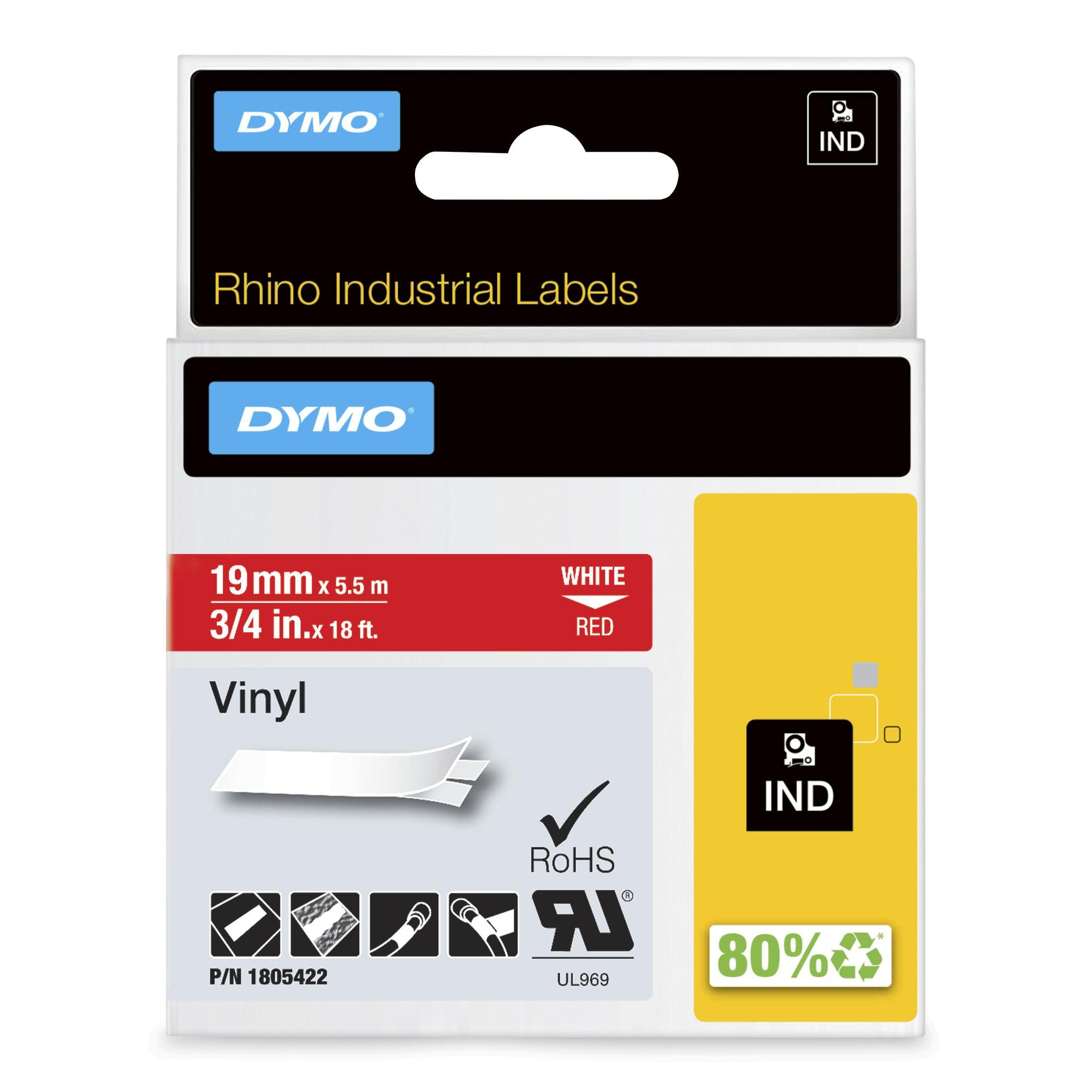 DYMO Cinta de color Rhino Industrial Vinyl / 1805422 Rojo, blanco XL