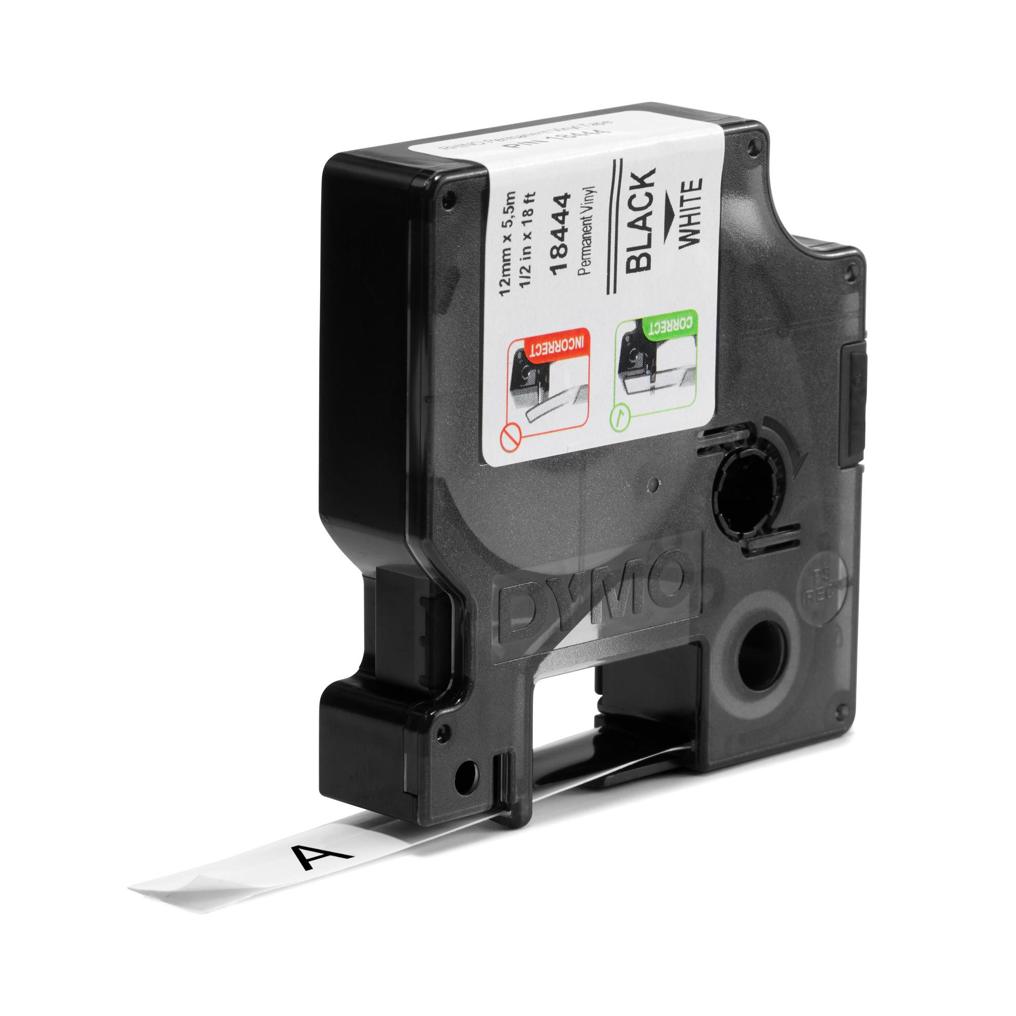 DYMO Cinta de color Rhino Industrial Vinyl / 18444 Negro, blanco L