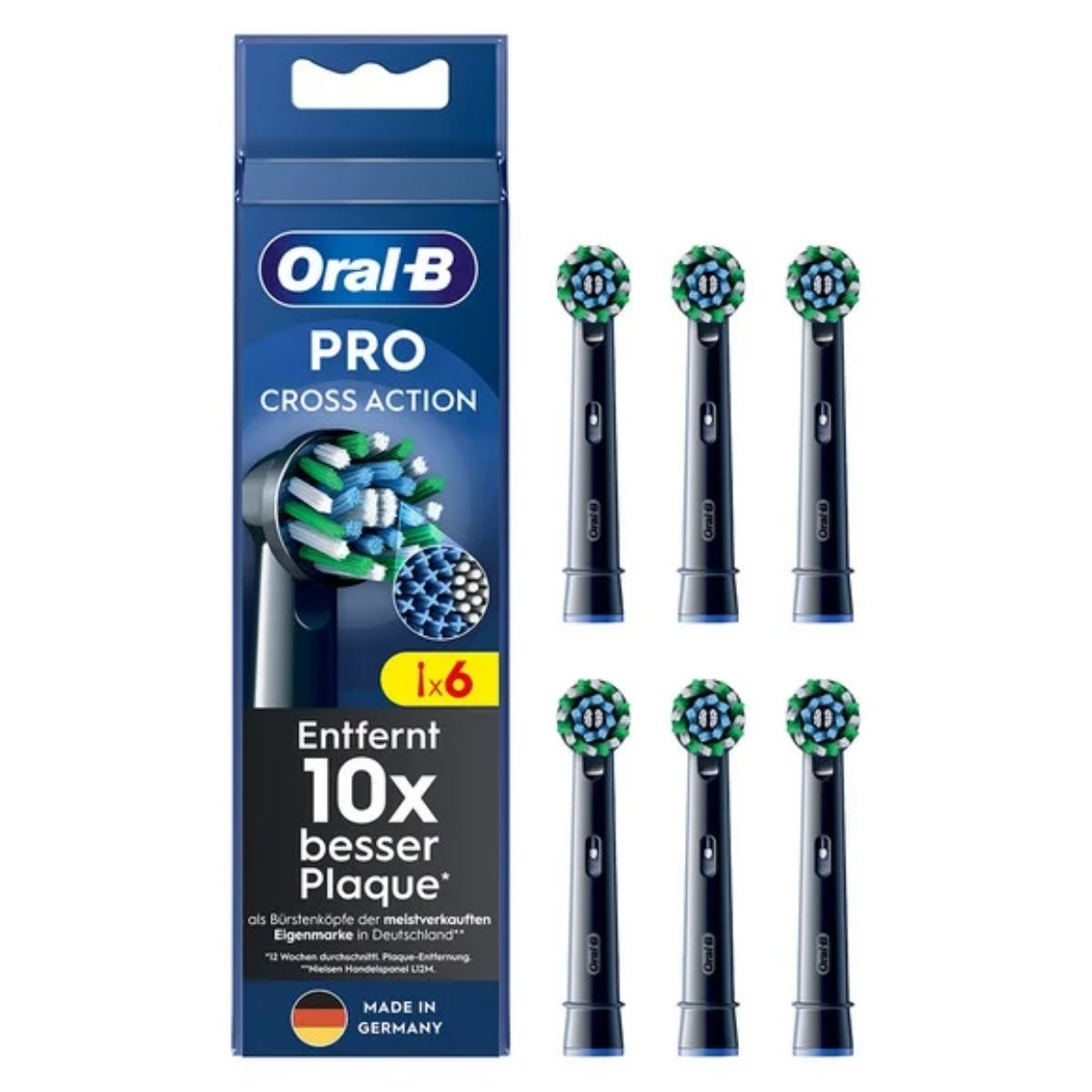 Oral-B Aufsteckzahnbürste 6x Cross / 860229 Schwarz 6-Pack