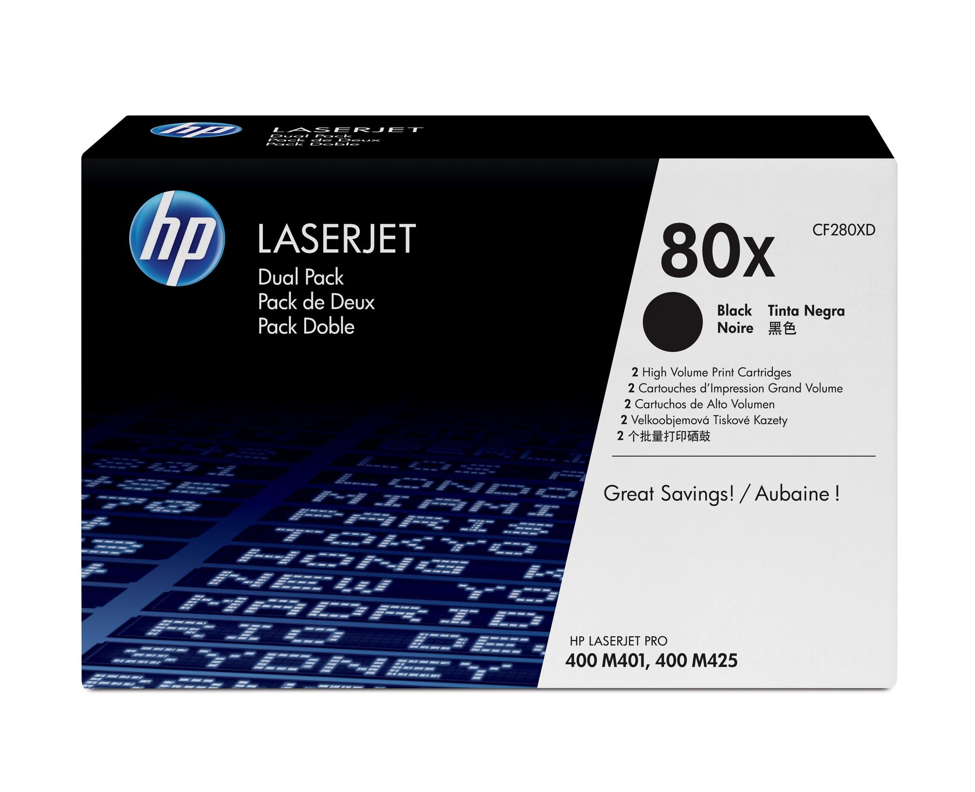 HP Tóner 80X / CF280XD Negro XL Doppelpack