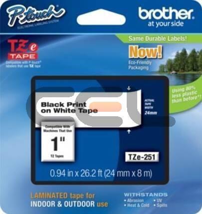 Brother Ruban encreur TZE-251CIV / TZE251CIV Noir, blanc 20-Pack