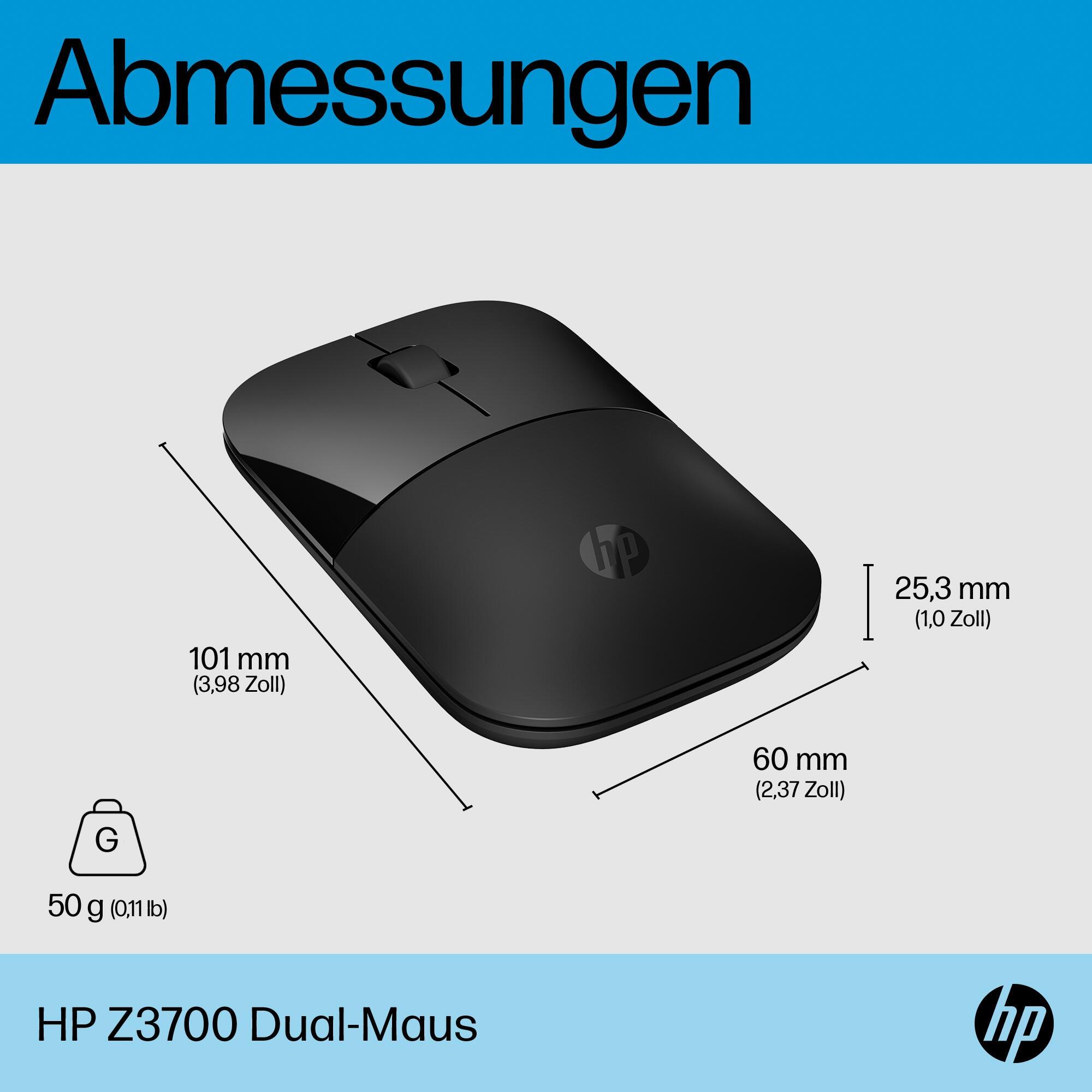 HP Maus Z3700 / 758A8AA#ABB Schwarz Standard