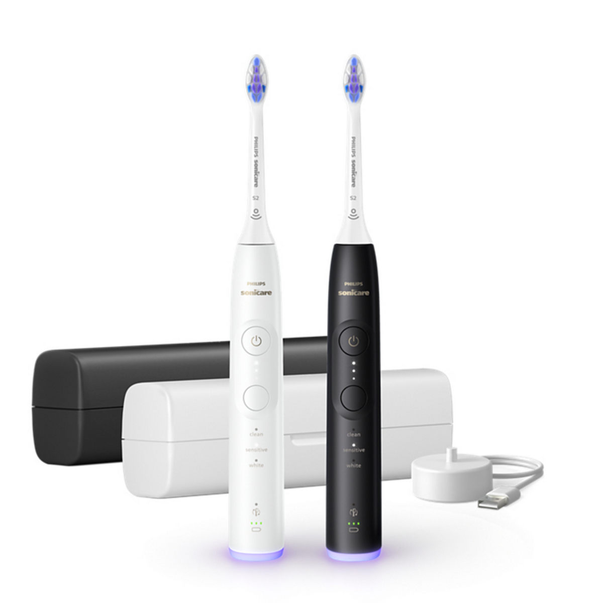 Philips Toothbrush Sonicare 6500 mit Etui / HX7419/01 Black/White Double pack