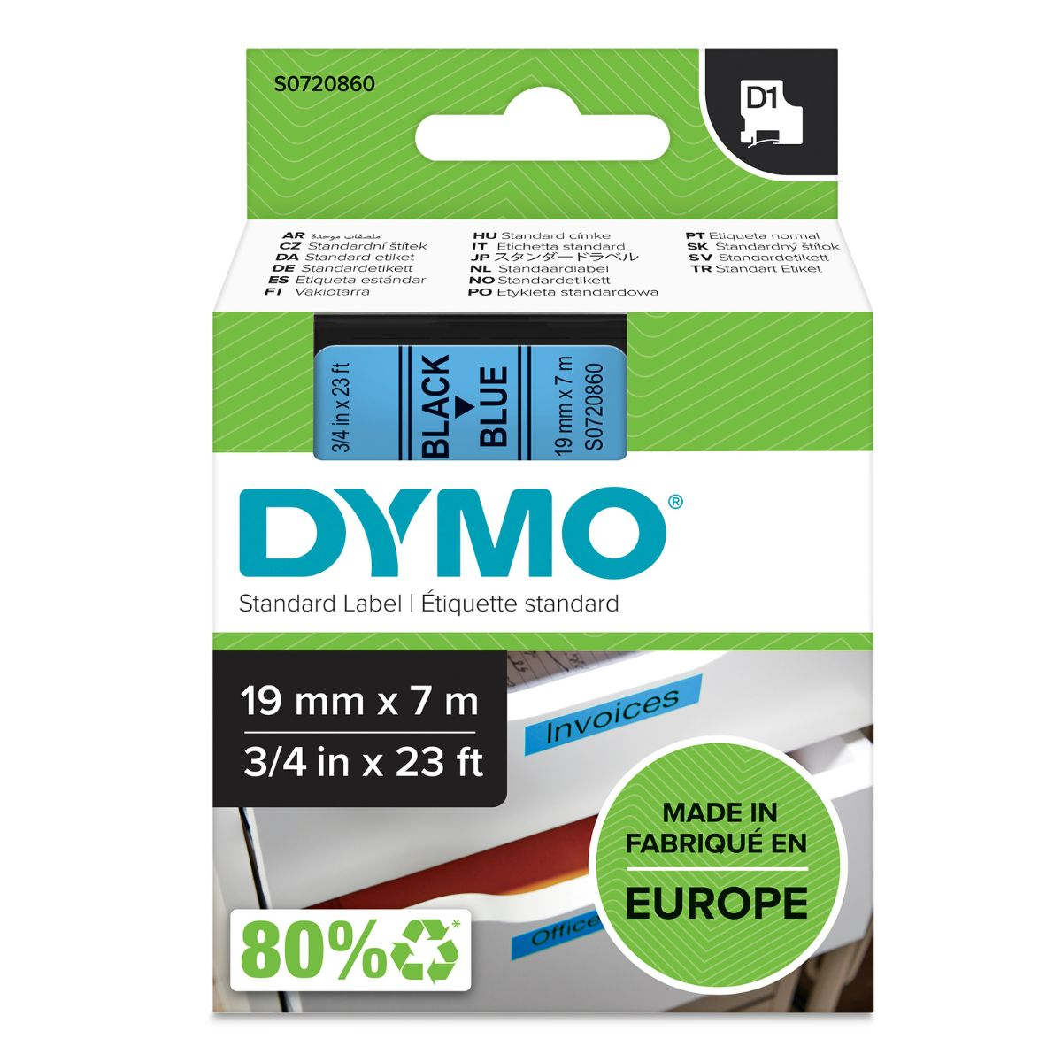Dymo Cinta L45806 / S0720860 Negro sobre Azul