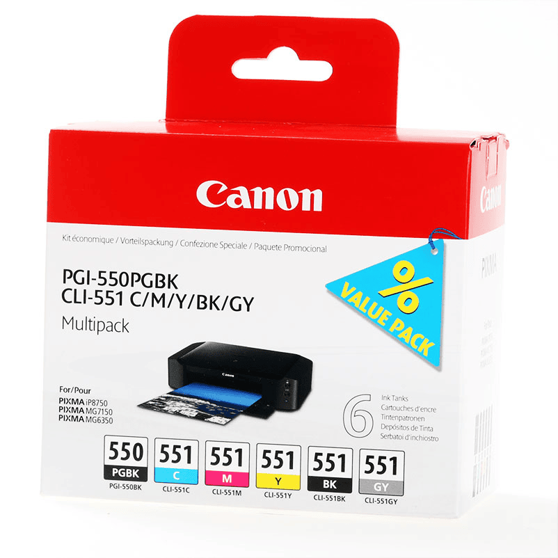 Canon Tinte PGI-550/CLI-551 / 6496B005 BK,C,M,Y,GY Multipack