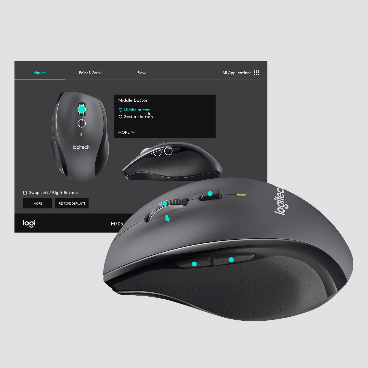 Logitech Ratón M705 Marathon / 910-006034 Antracita