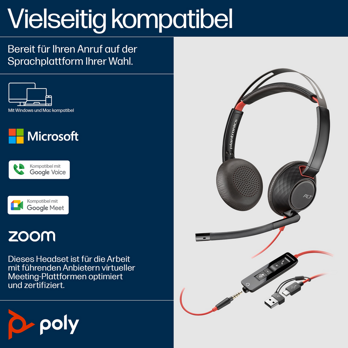 Plantronics/Poly Headset Blackwire 5220 / 8X231AA Schwarz