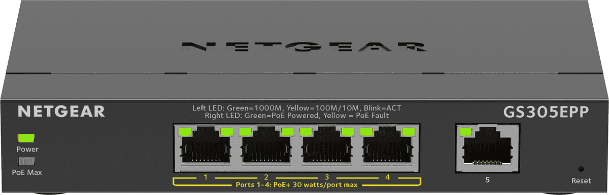 Netgear Interruttore GS305EP / GS305EPP-100PES Nero