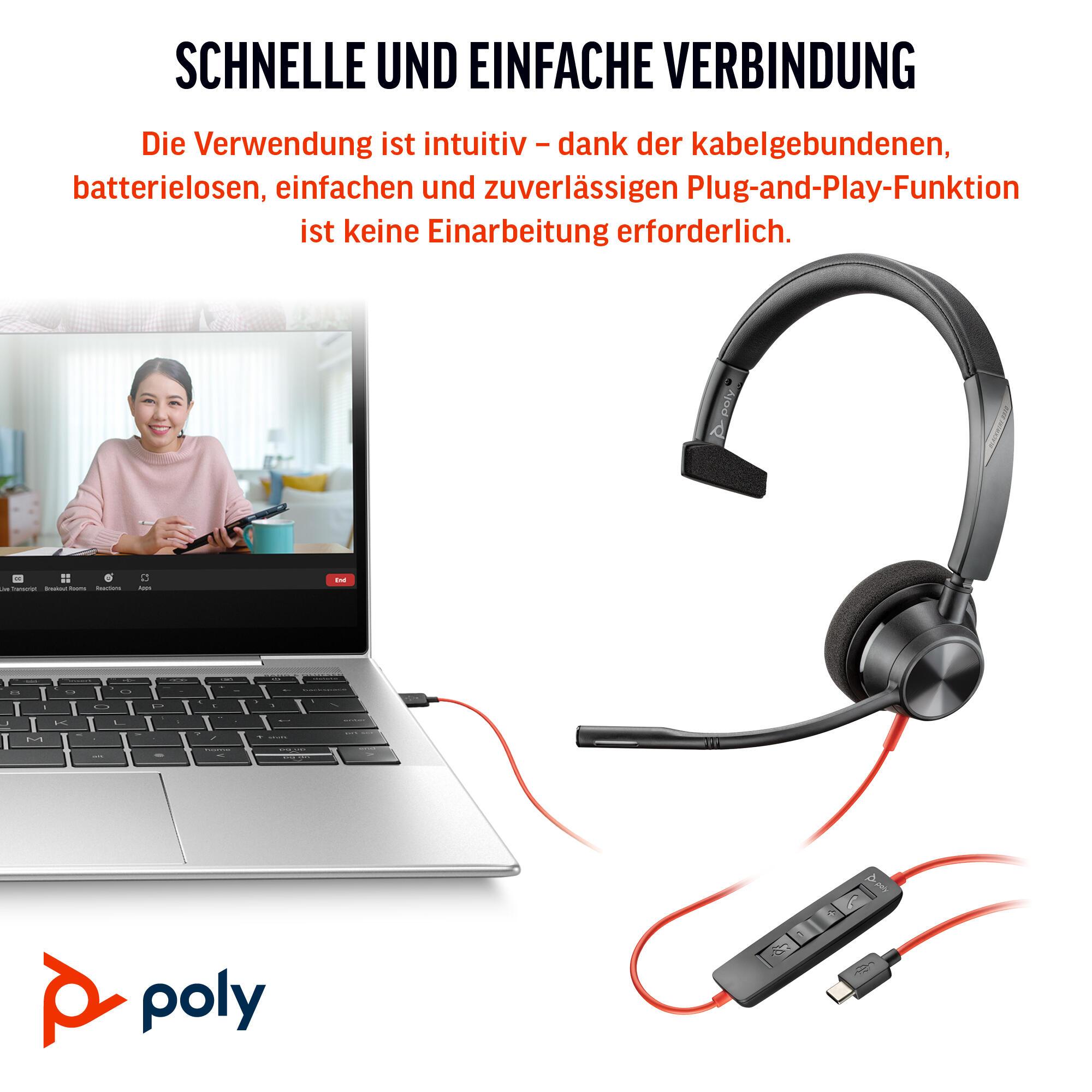 Plantronics/Poly Auriculares Blackwire 3310 MS / 8X216AA Negro