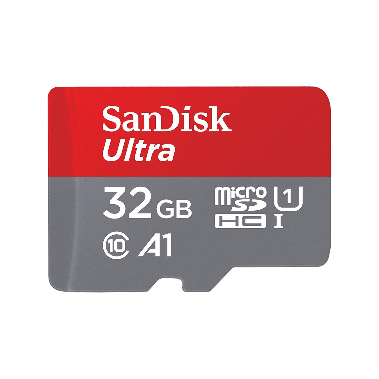SanDisk Micro SD-Karte Ultra 32GB mit SD-Adapter / SDSQUA4-032G-GN6MA Grau, Rot