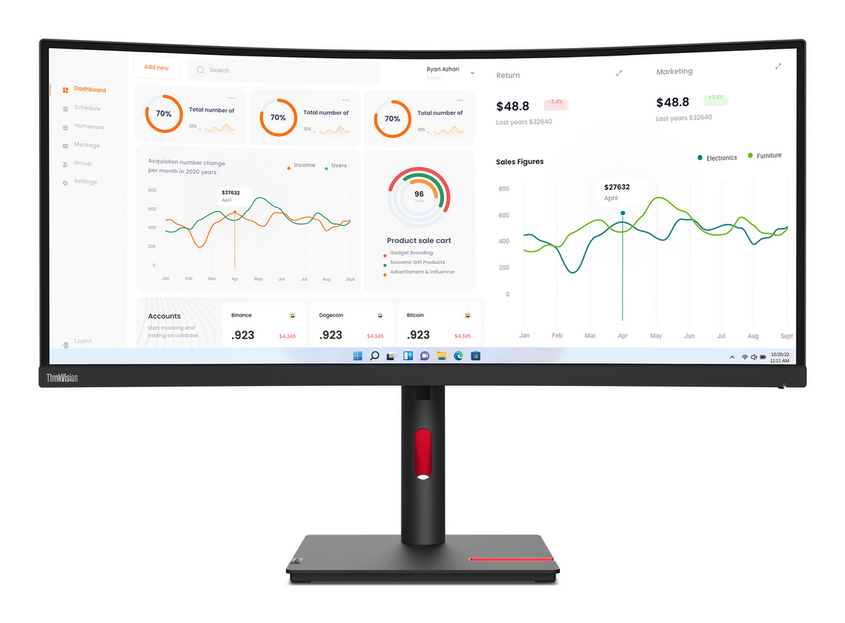 Lenovo Monitor T34w-30 / 63D4GAT1EU Schwarz