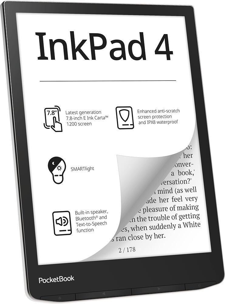 PocketBook lettore di eBook InkPad 4 EU / PB743G-U-WW Nero, argento L 19,8 cm (7,8")