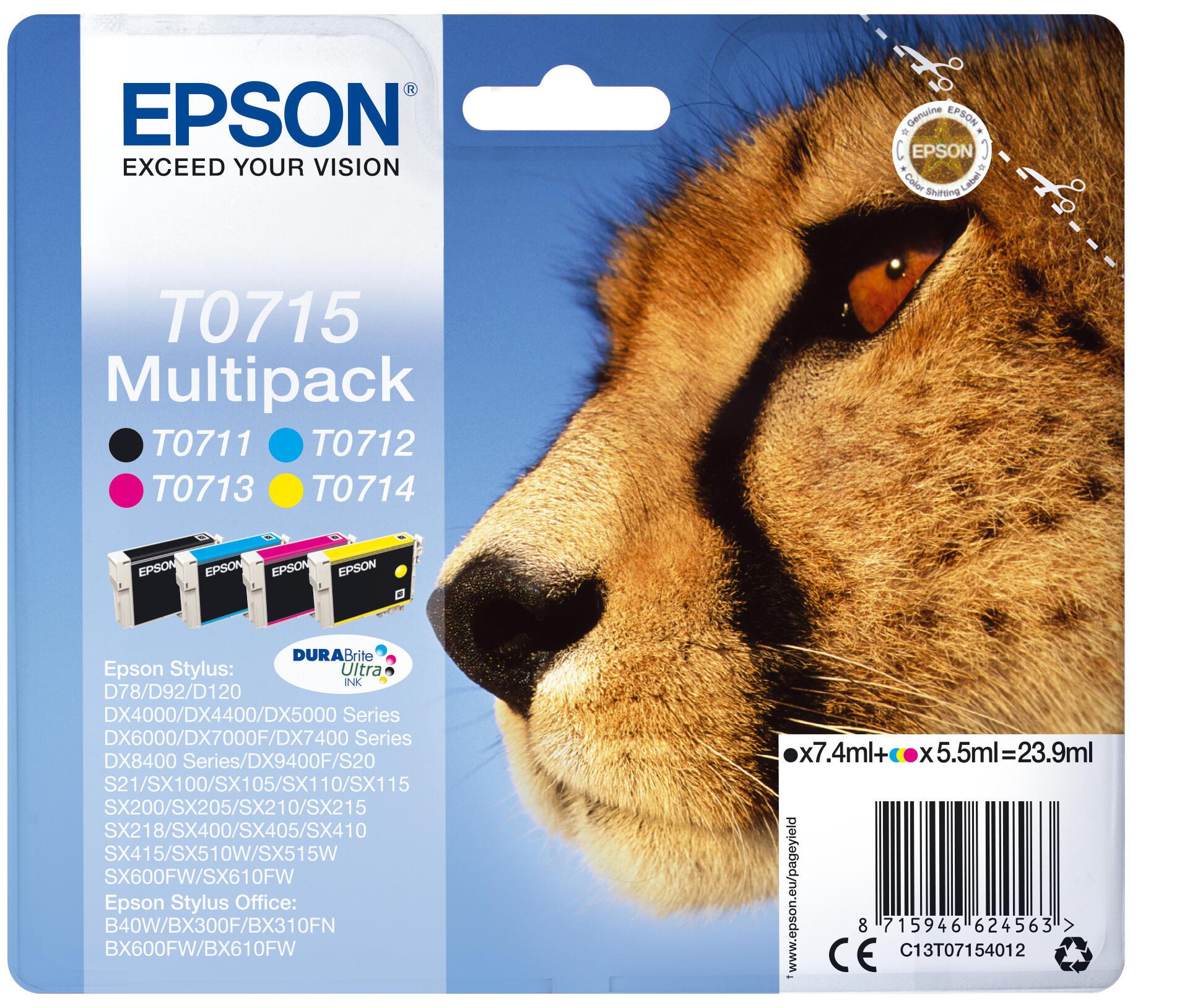 Epson Tinta T0715 / C13T07154012 BK,C,M,Y Multipack