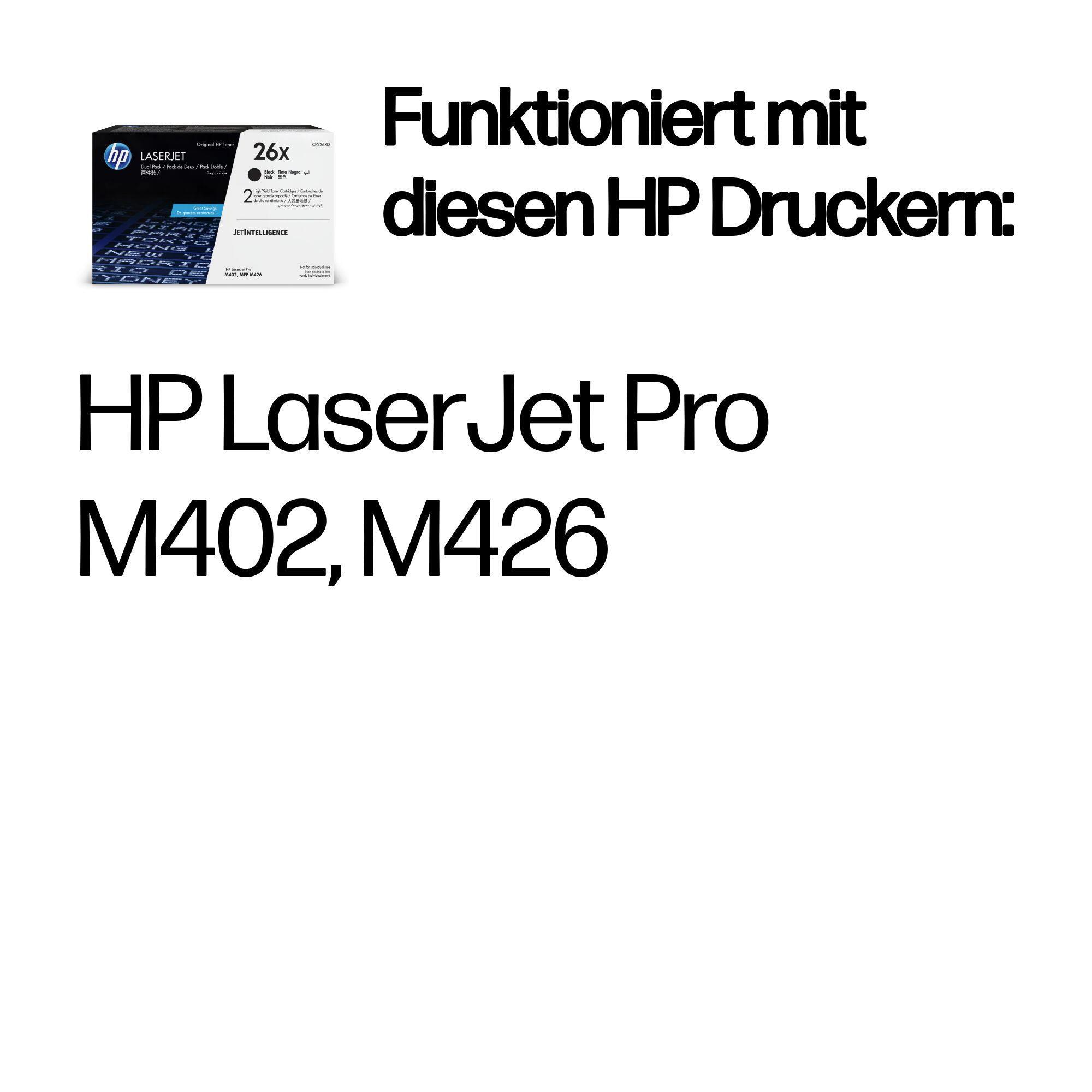 HP Tóner 26X / CF226XD Negro XL Doppelpack