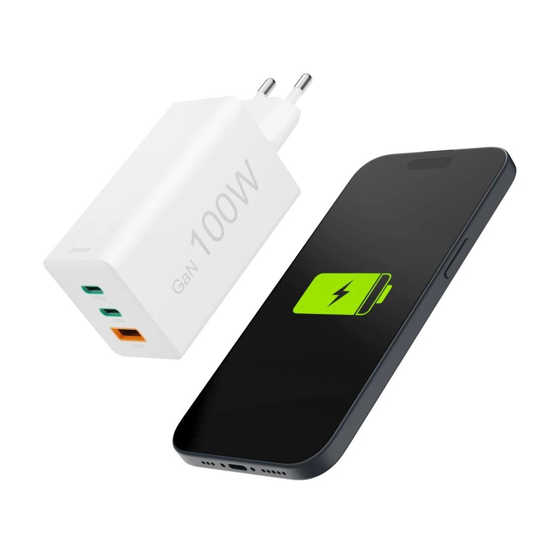 Hama Caricabatterie wireless USB-C USB-A 100W / 00201997 Bianco