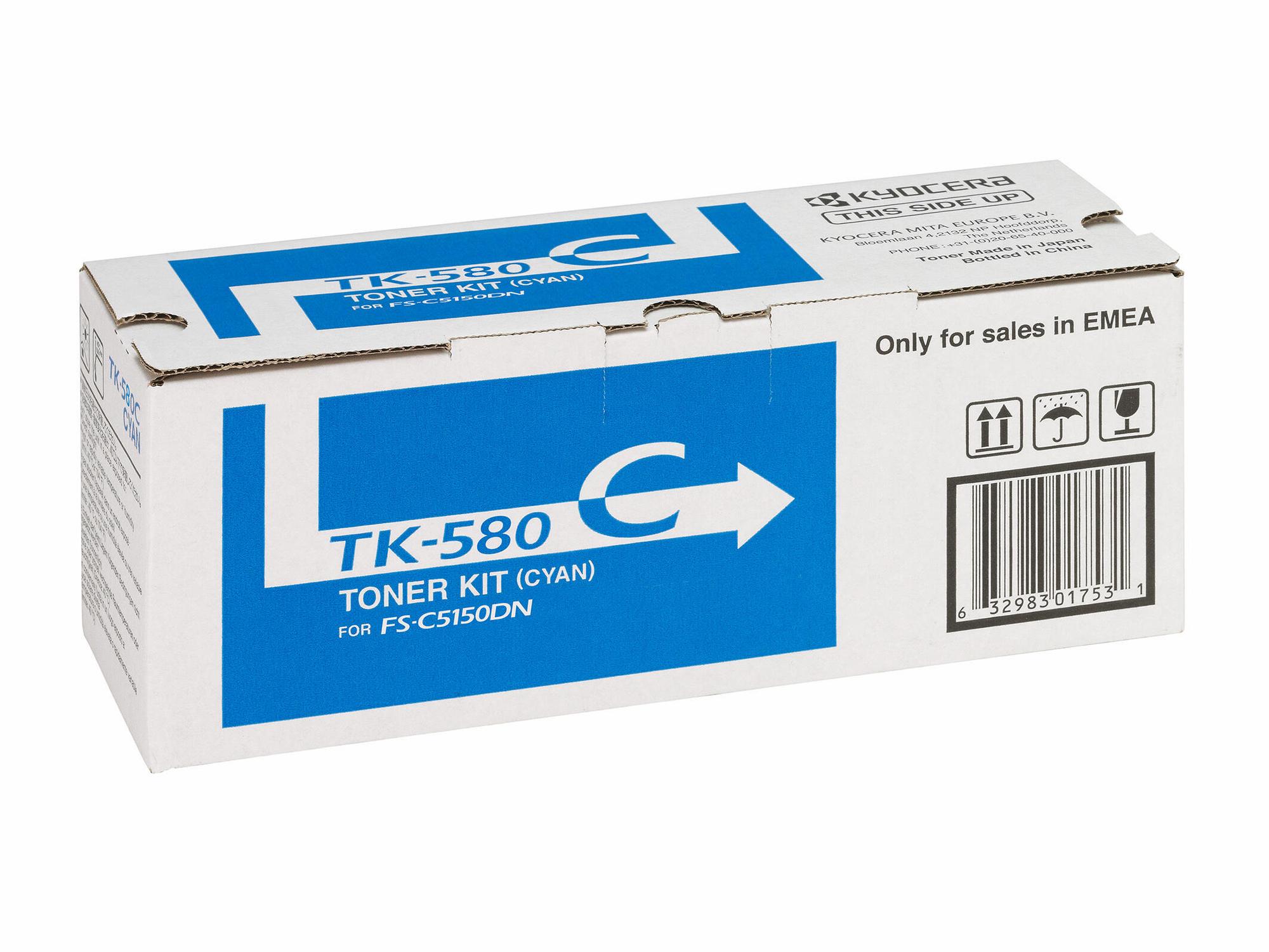 KYOCERA Tóner TK-580C / 1T02KTCNL0 Cian Standard