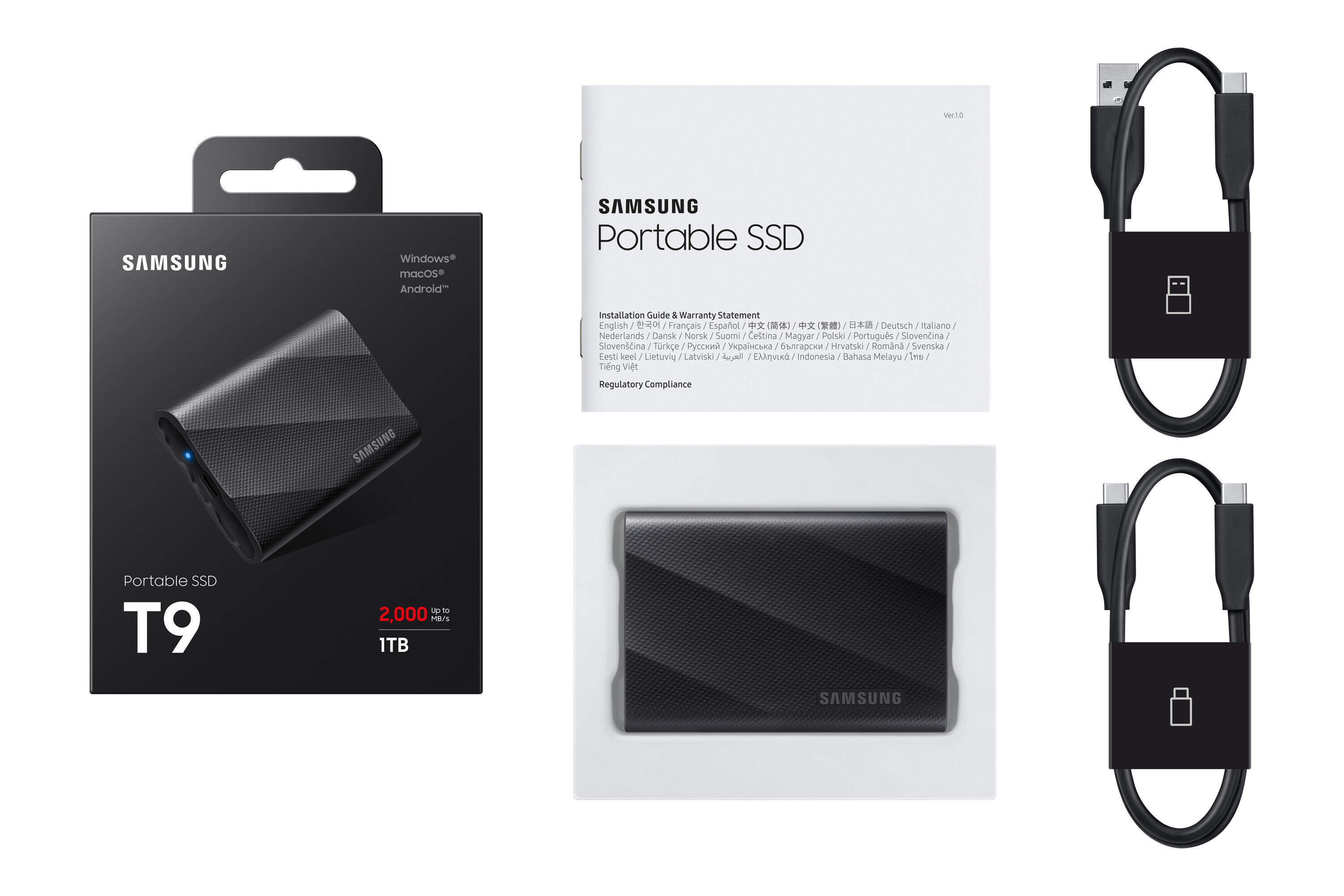 Samsung SSD externo T9 1TB / MU-PG1T0B/EU Negro