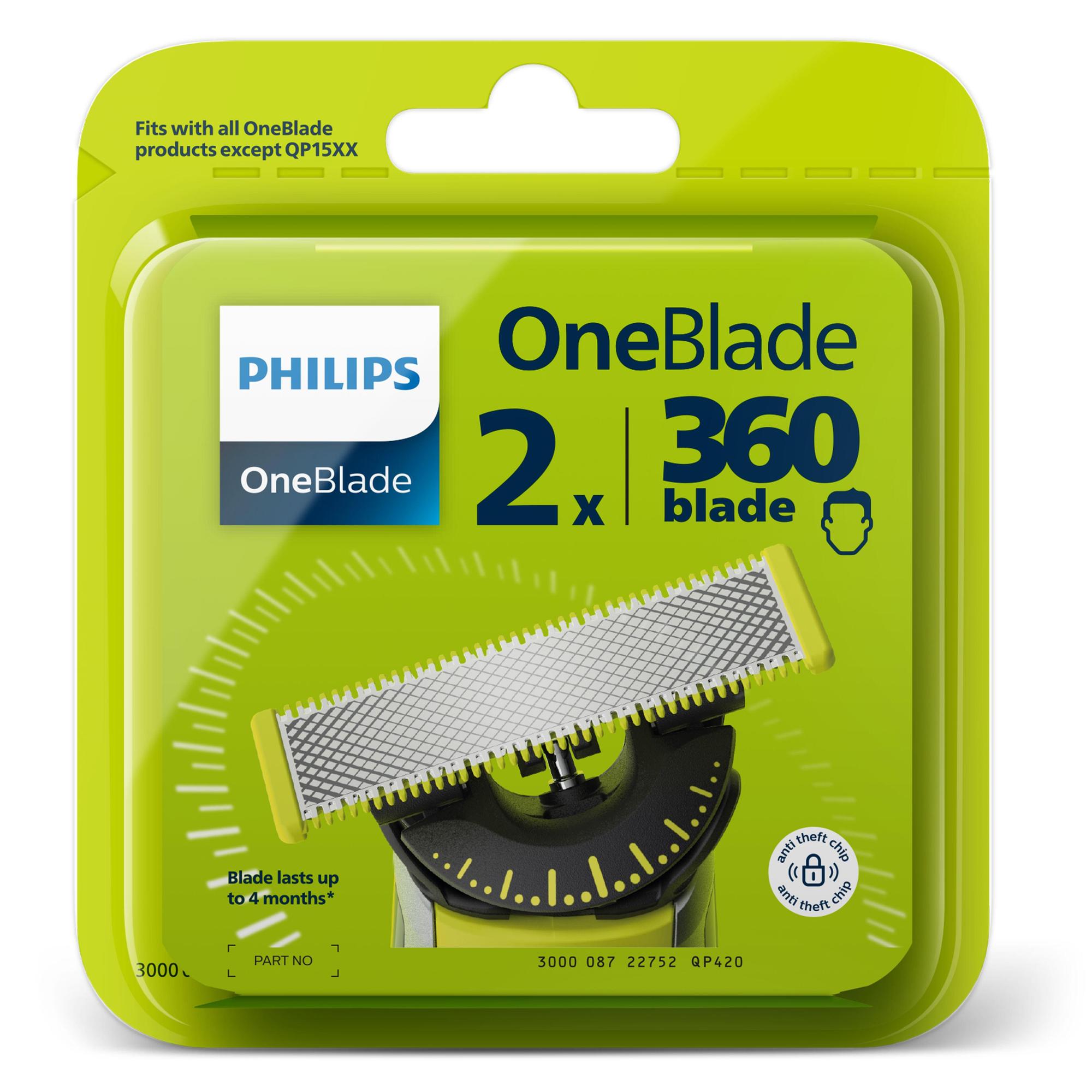 Philips Lame de rasoir OneBlade 360 / QP420/50 Argent, jaune Doppelpack