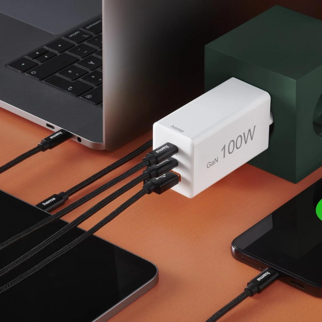 Hama Caricabatterie wireless USB-C USB-A 100W / 00201997 Bianco