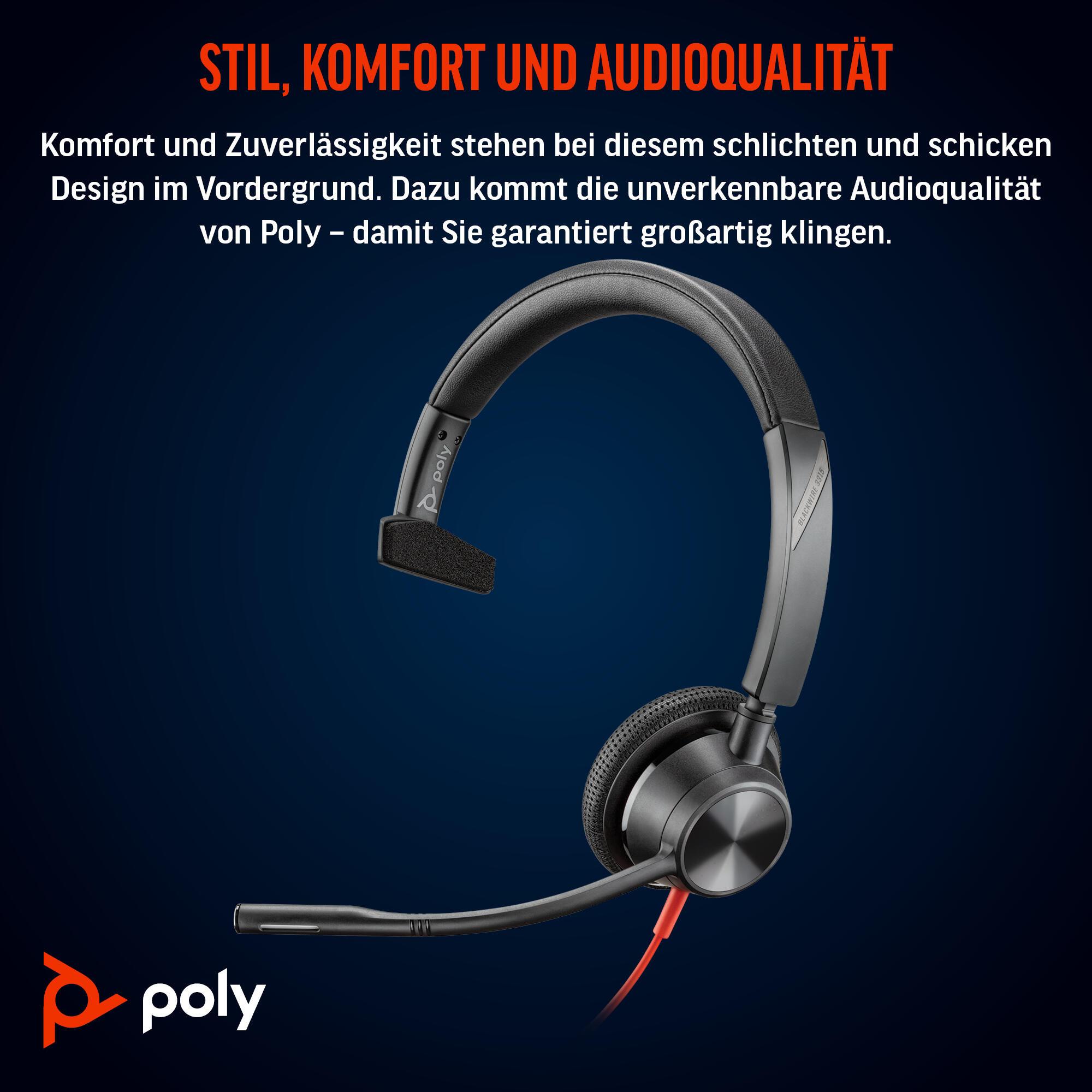 Plantronics/Poly Auriculares Blackwire 3315 / 8X217AA Negro