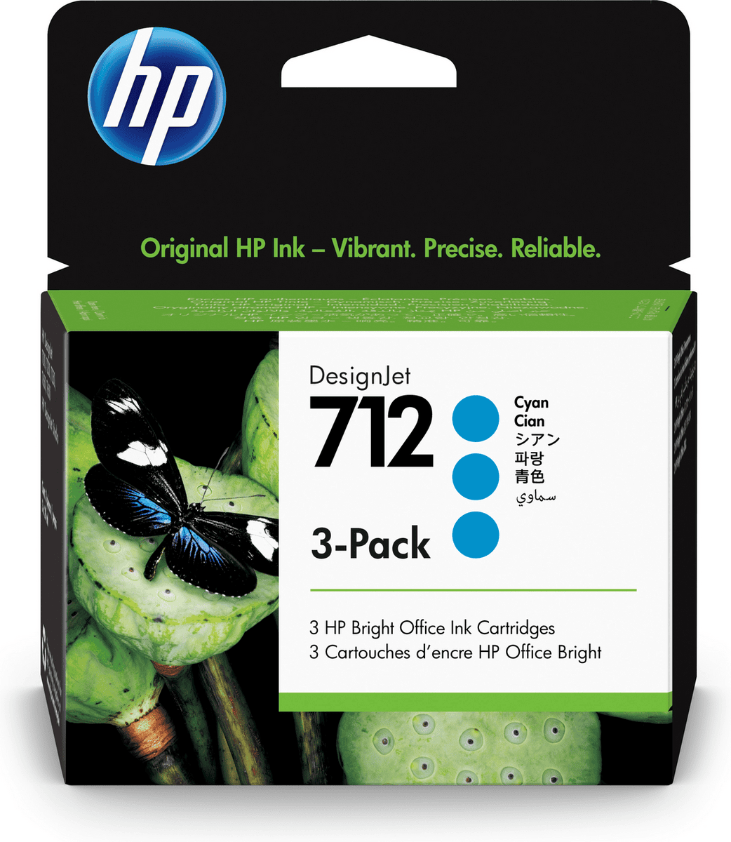 HP Ink 712 / 3ED77A Cyan 3-Pack