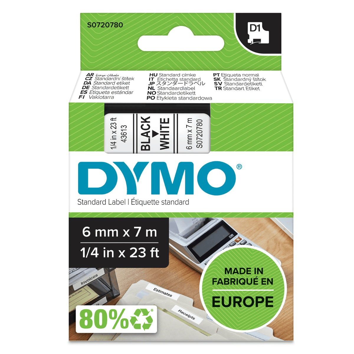 Dymo Farbband 43613 / S0720780 Schwarz auf Weiß