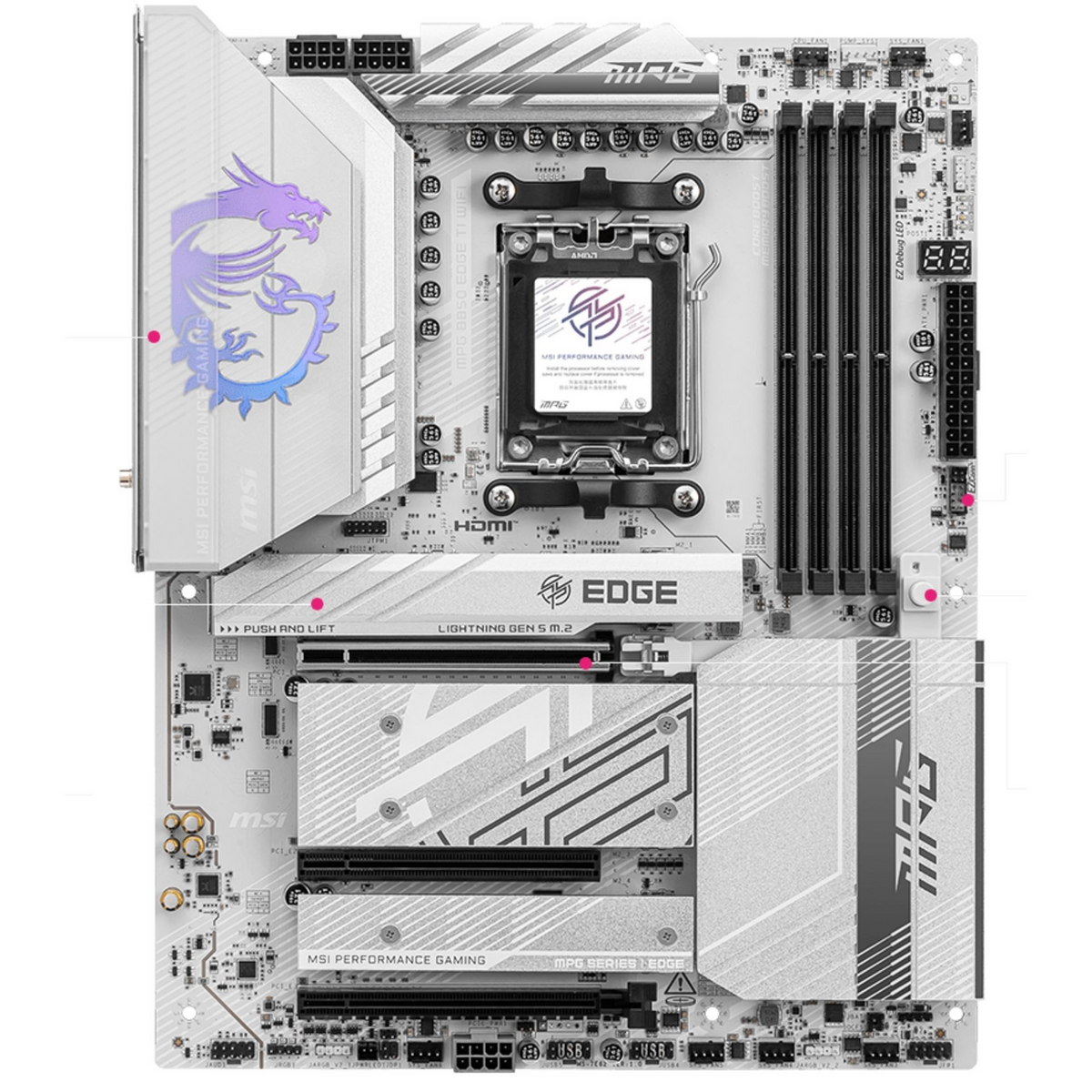 MSI Placa madre MPG B850 EDGE TI WIFI / 7E62-001R Blanco