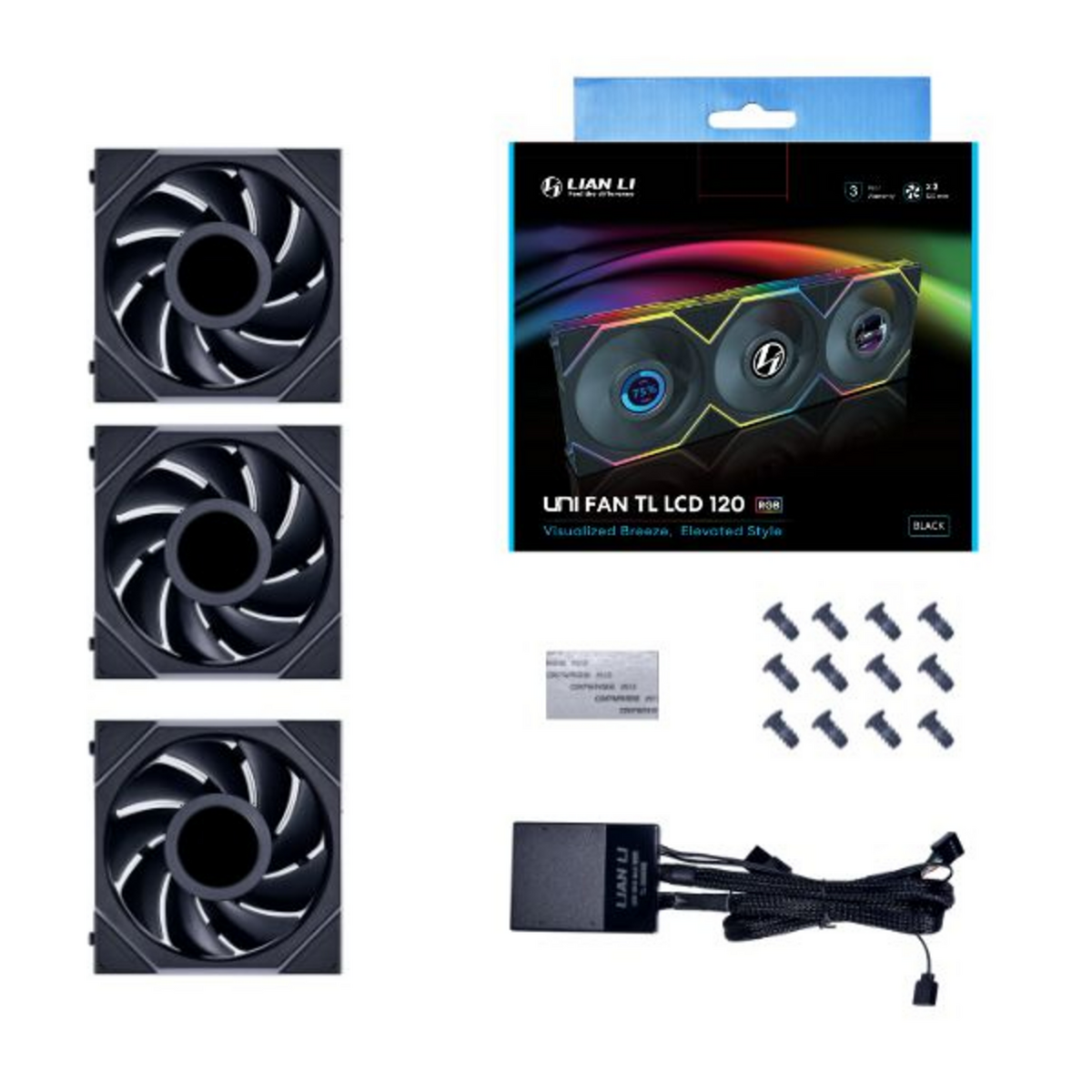 Lian Li Lüfter Uni Fan TL / 12TLLCD3B Schwarz 3-Pack