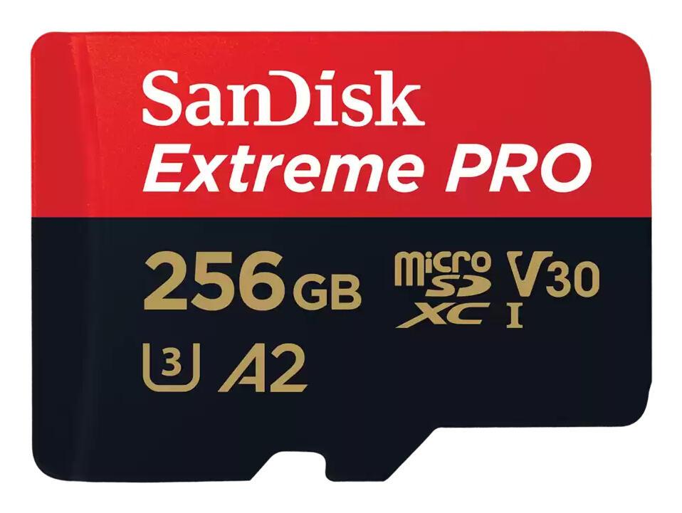SanDisk Micro SD-Karte Extreme Pro 256GB V30 / SDSQXCD-256G-GN6MA Schwarz, Rot S