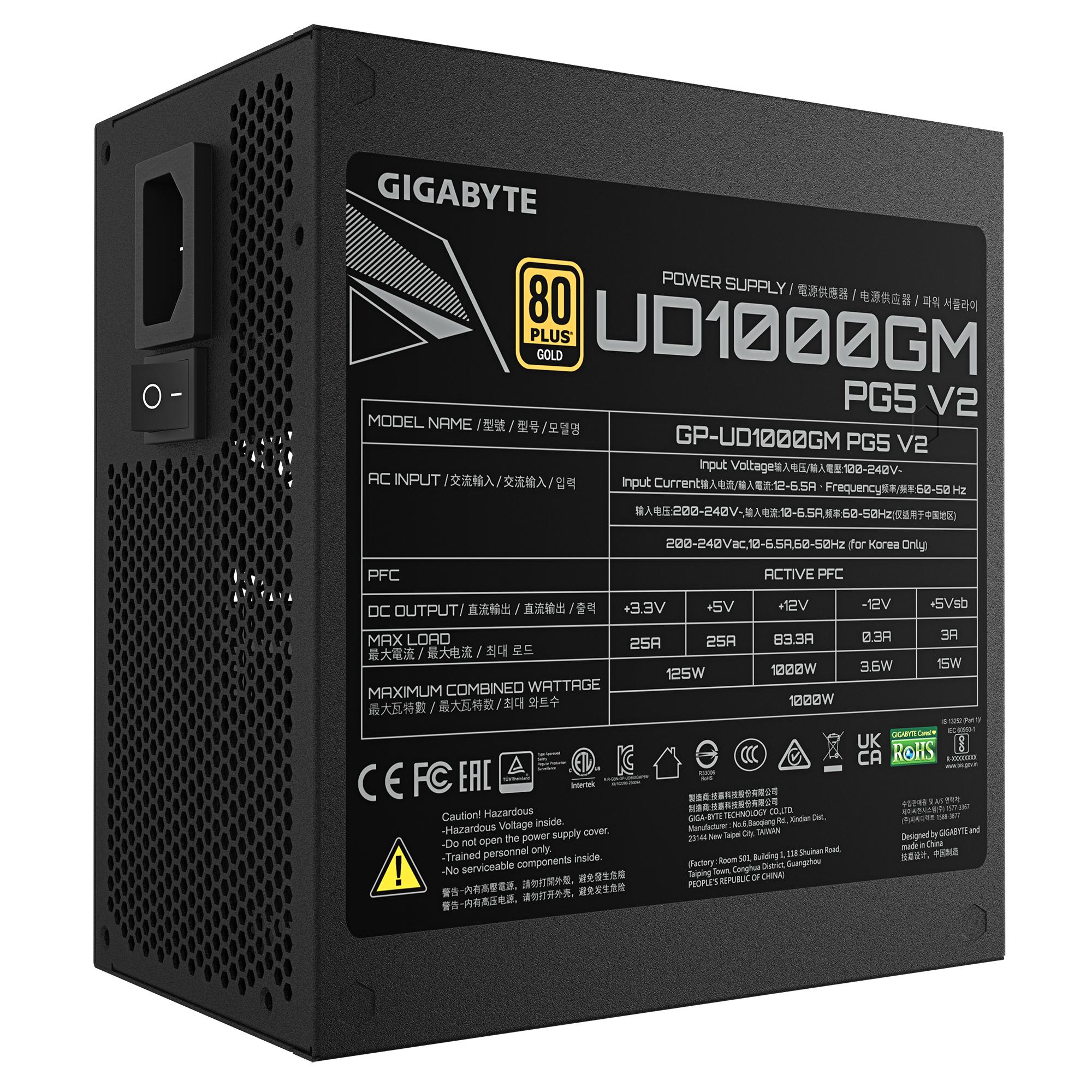 GIGABYTE Alimentatore per PC UD1000GM PG5 V2 / GP-UD1000GM PG5 V2 Nero